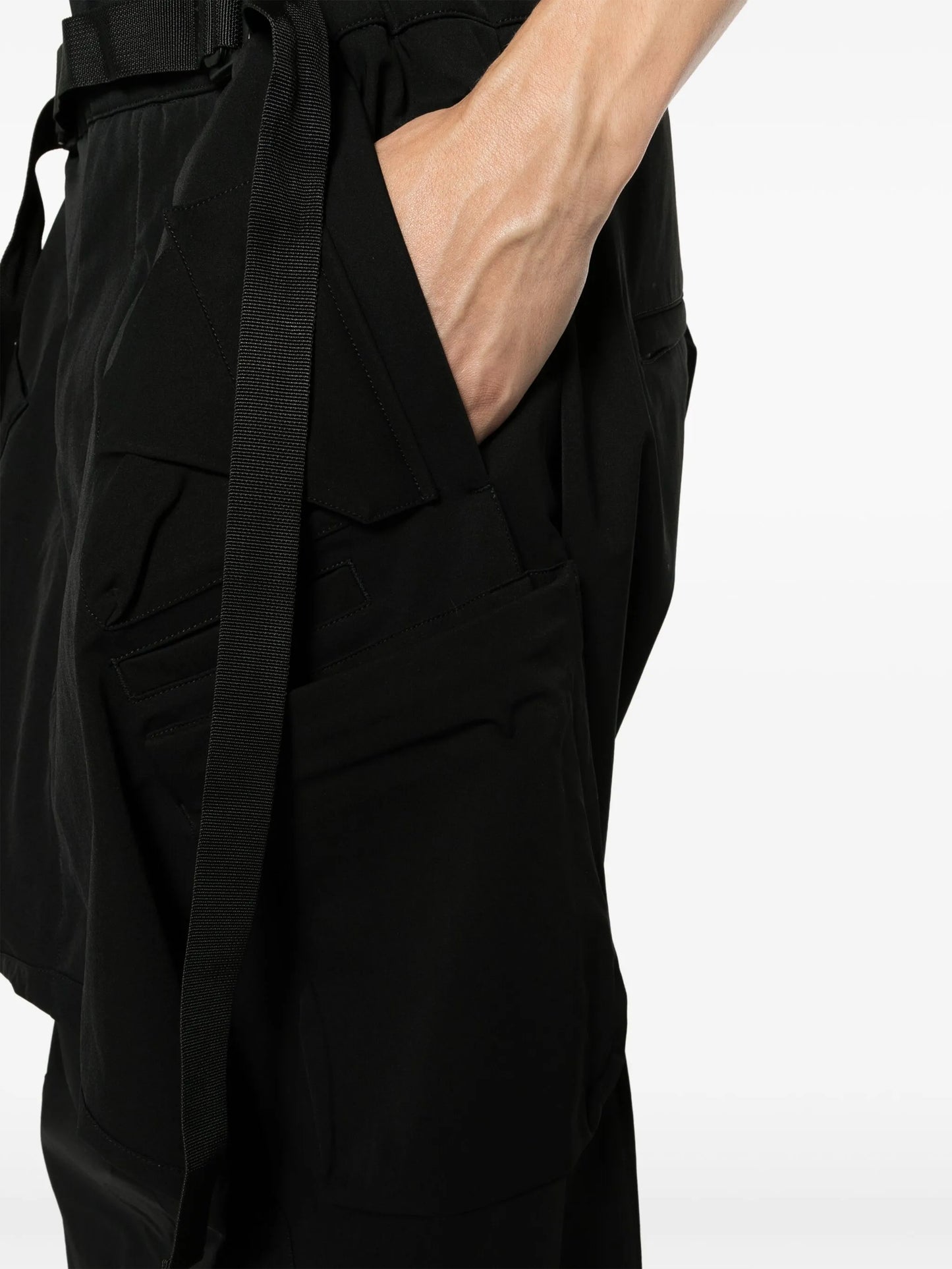 belted ruched drop-crotch trousers