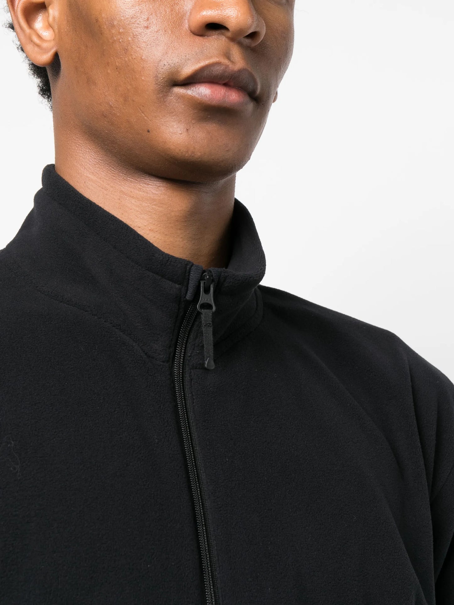 fleece-texture high-neck sweatshirt