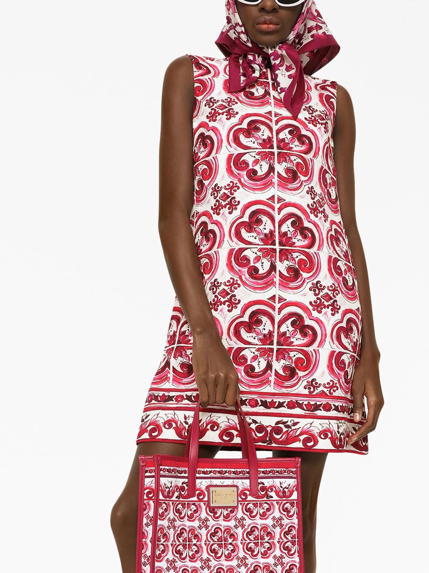 Majolica-print shift mini dress