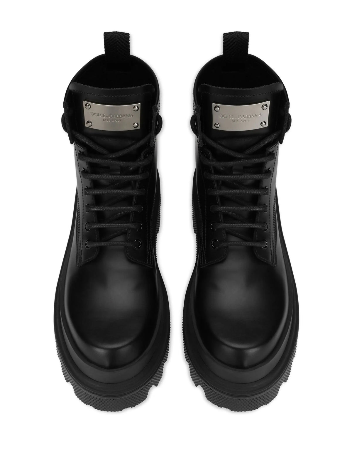 logo-plaque brushed leather ankle boots