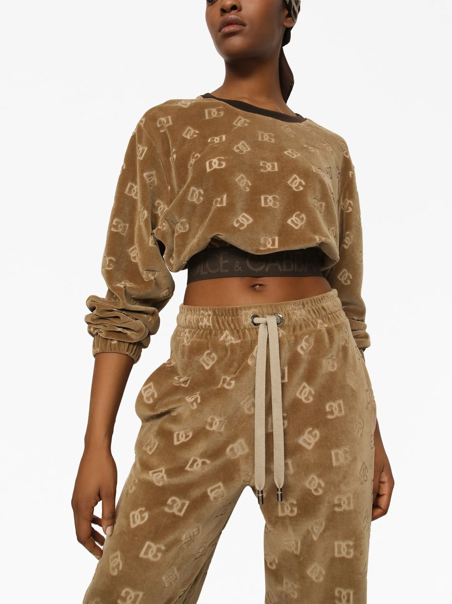 monogram-jacquard cropped sweatshirt