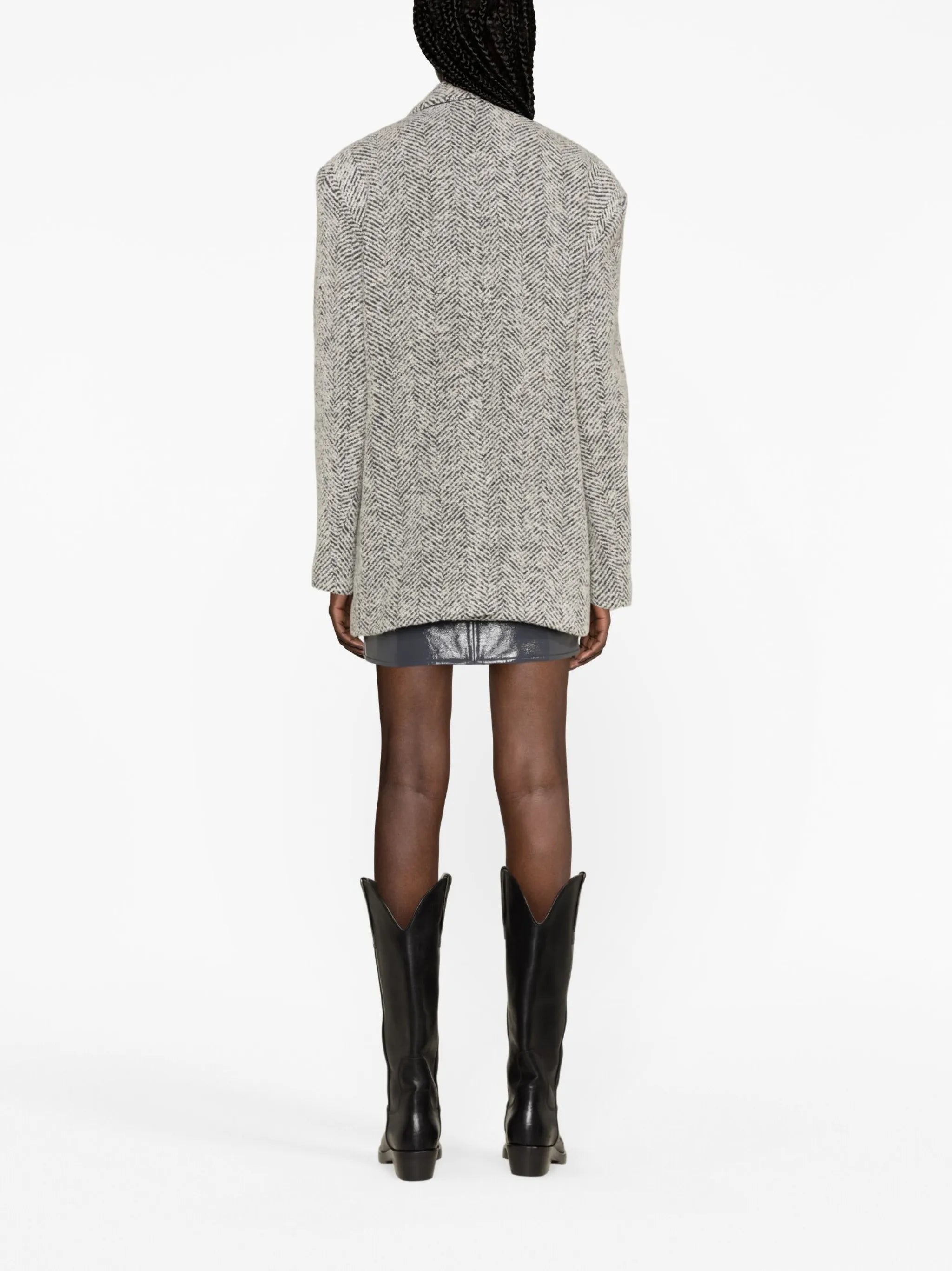 herringbone wool-blend blazer