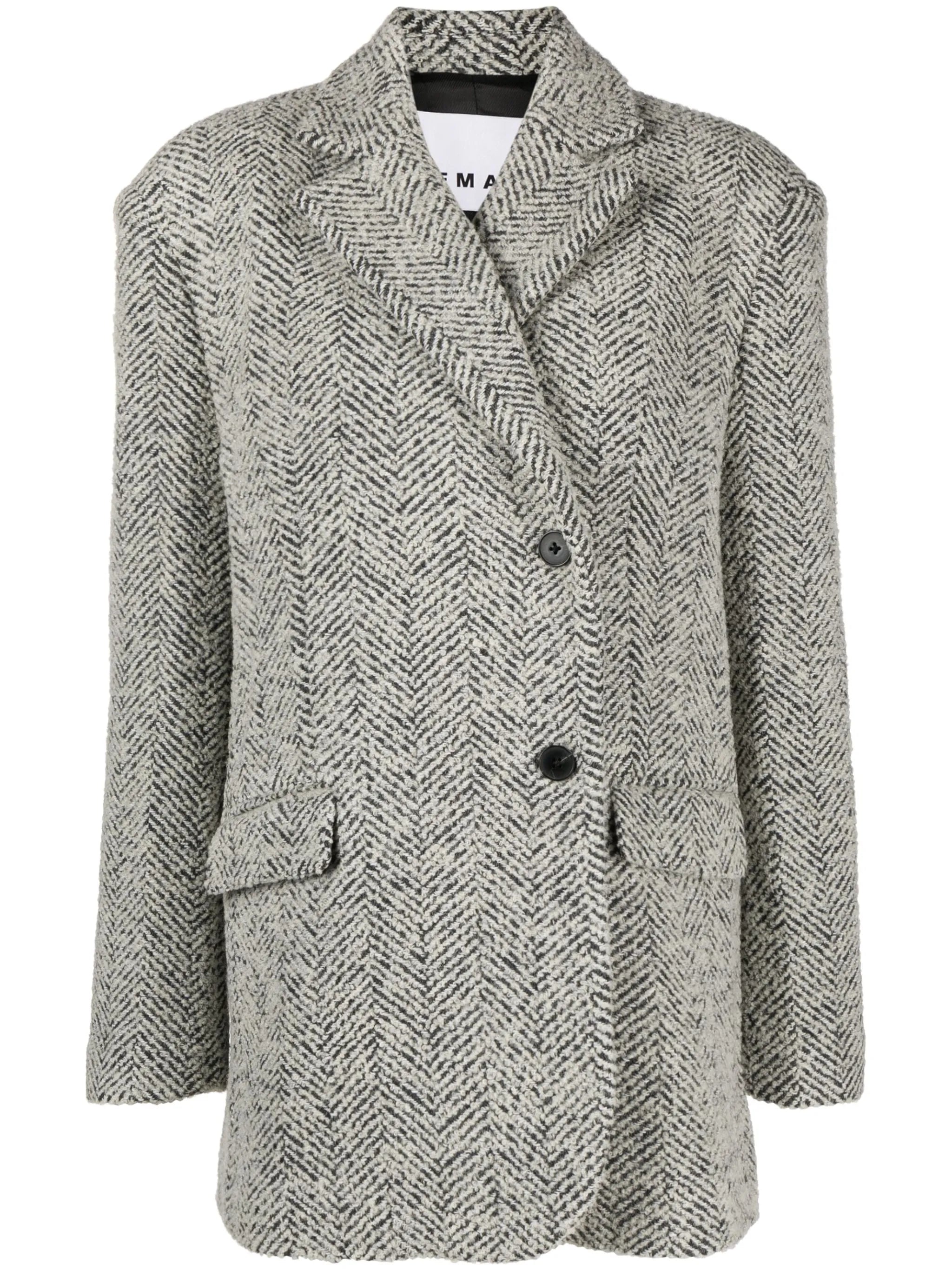 herringbone wool-blend blazer