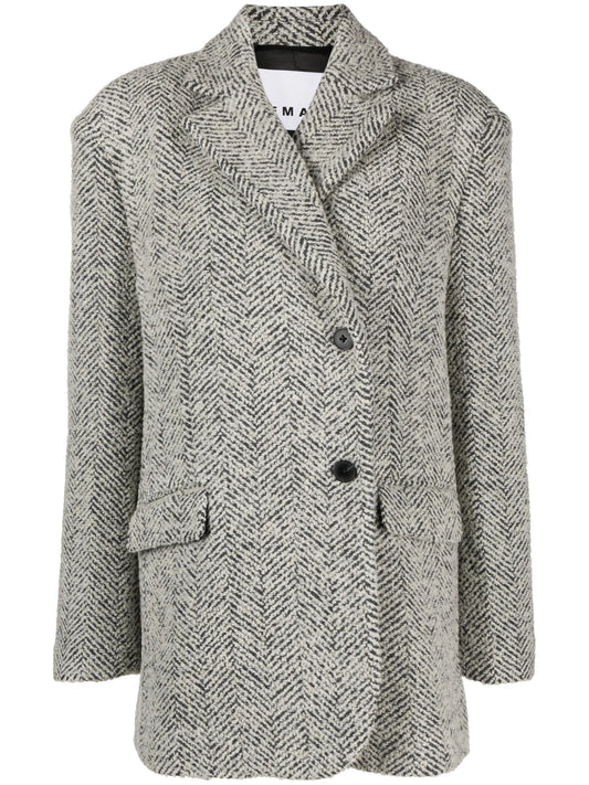 herringbone wool-blend blazer