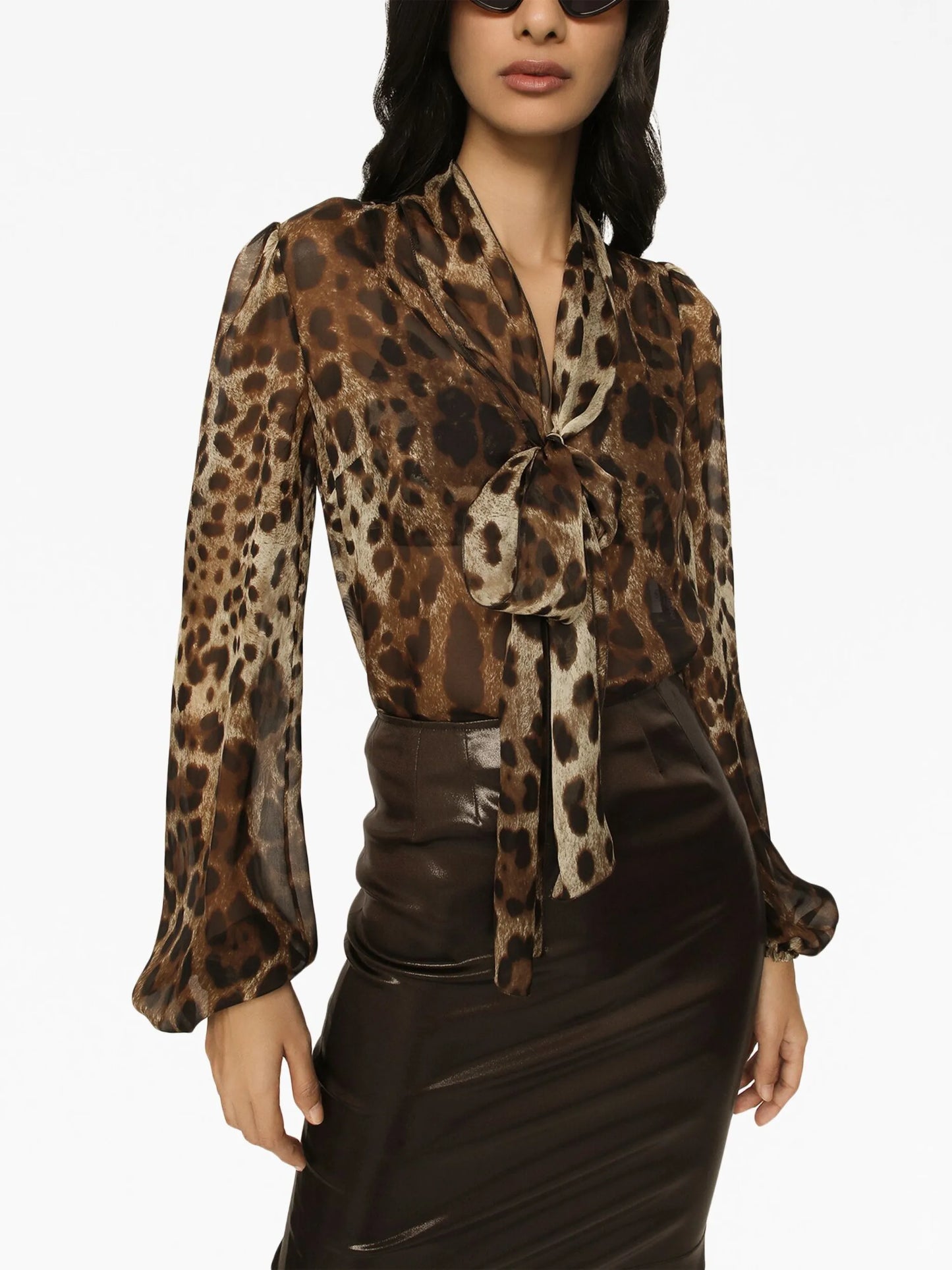 leopard-print silk blouse