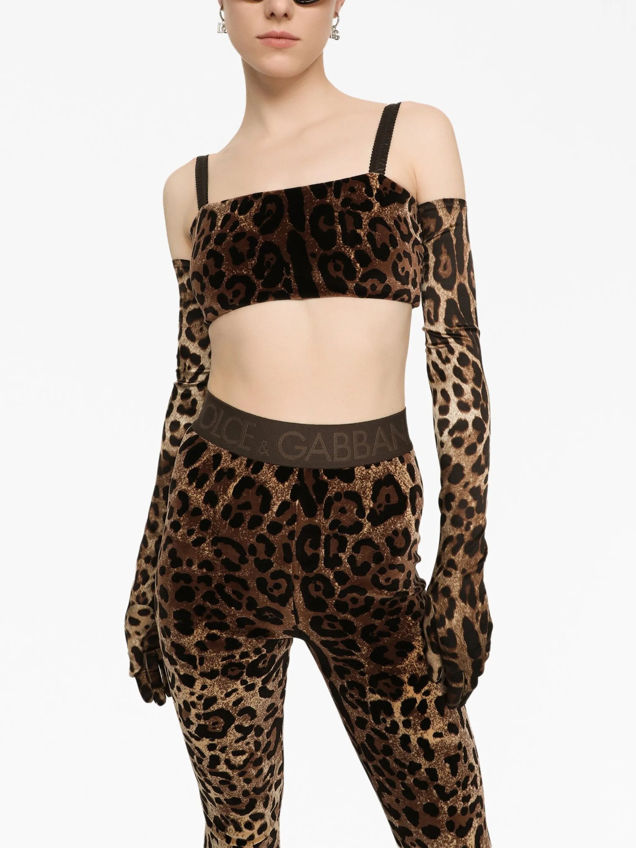 leopard-print sleeveless crop top