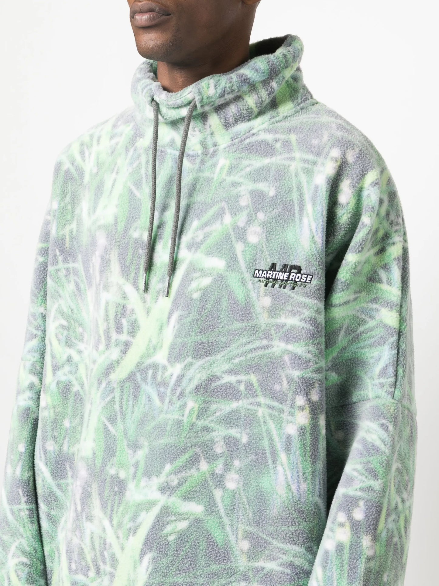 grass-print fleece-texture sweatshirt
