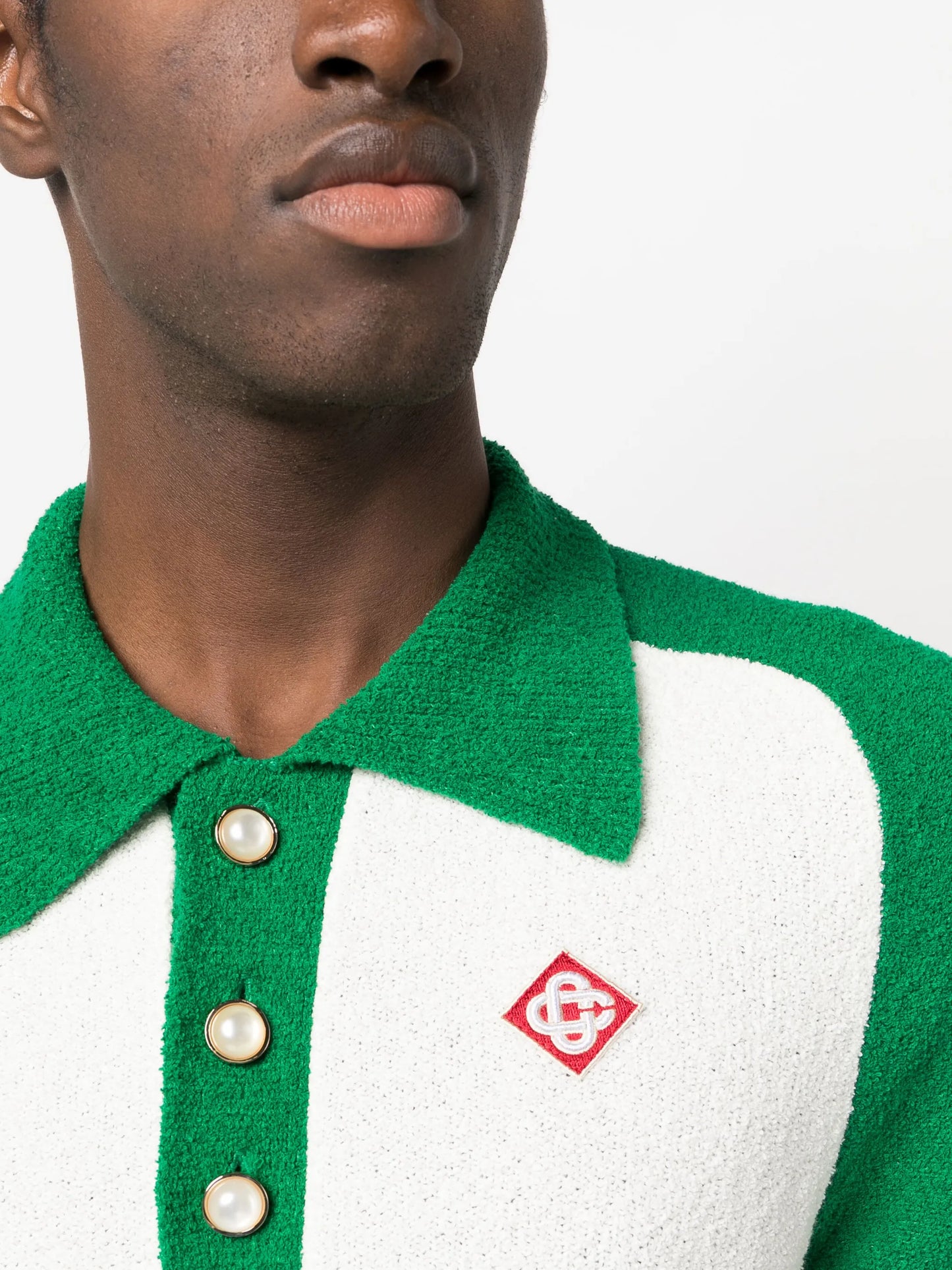logo-patch bouclé polo shirt