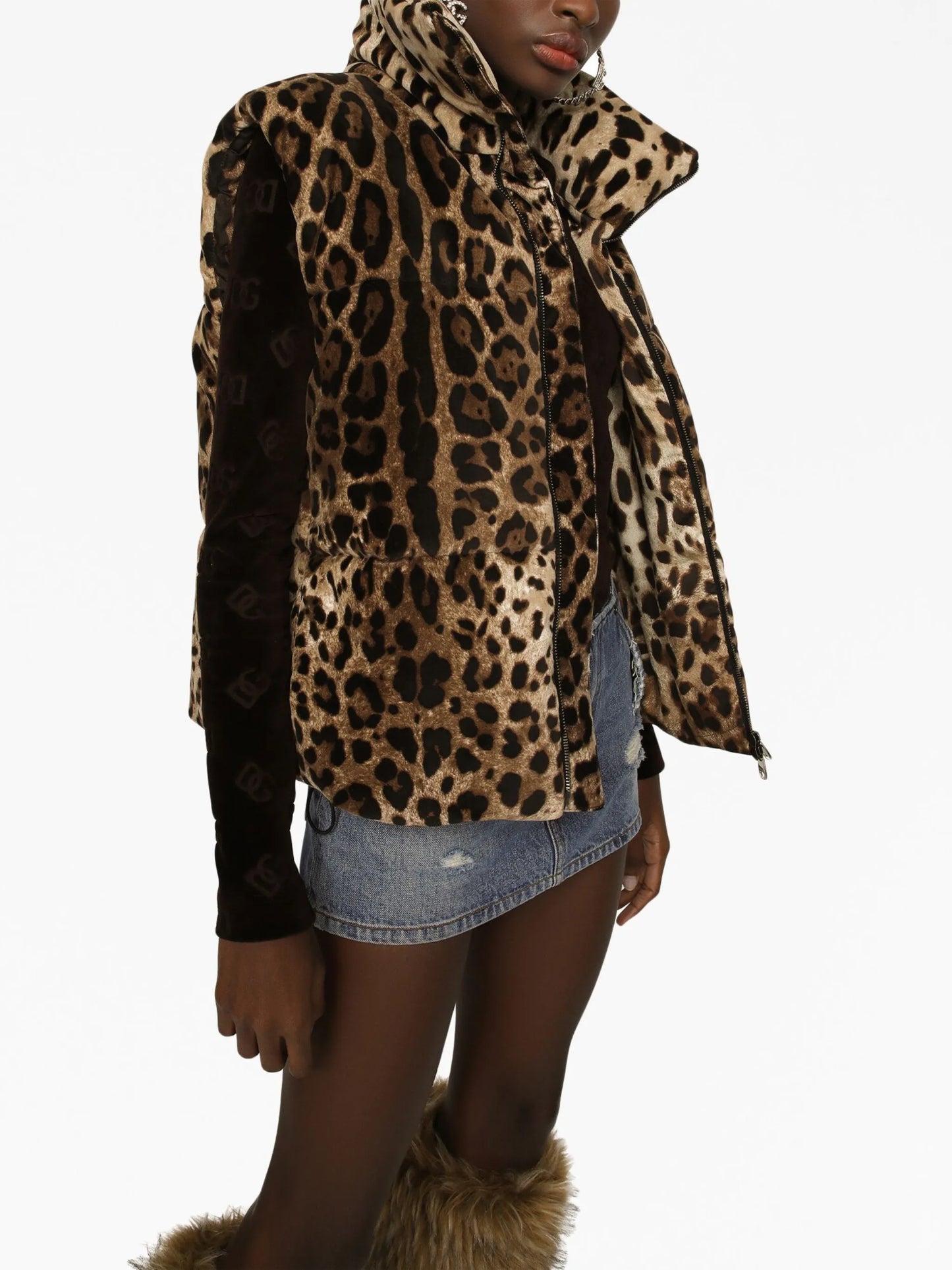 logo-plaque leopard-print gilet