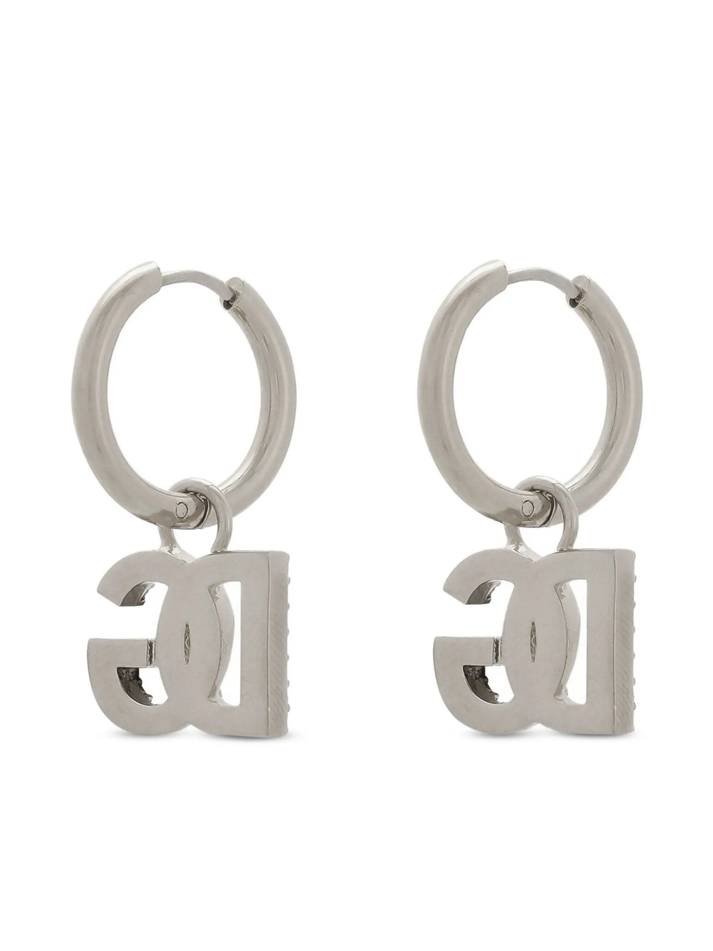 logo-charm polished hoop earrings