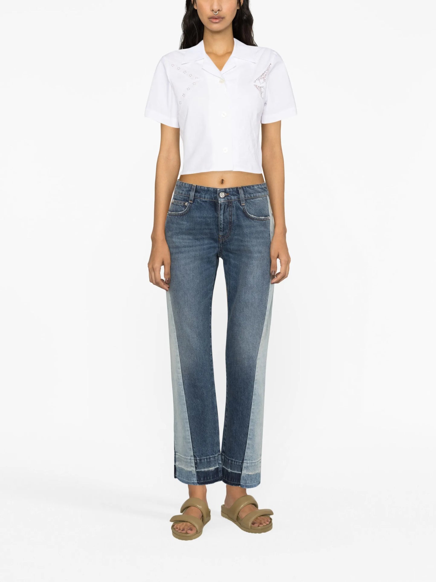 colour-block straight-leg jeans