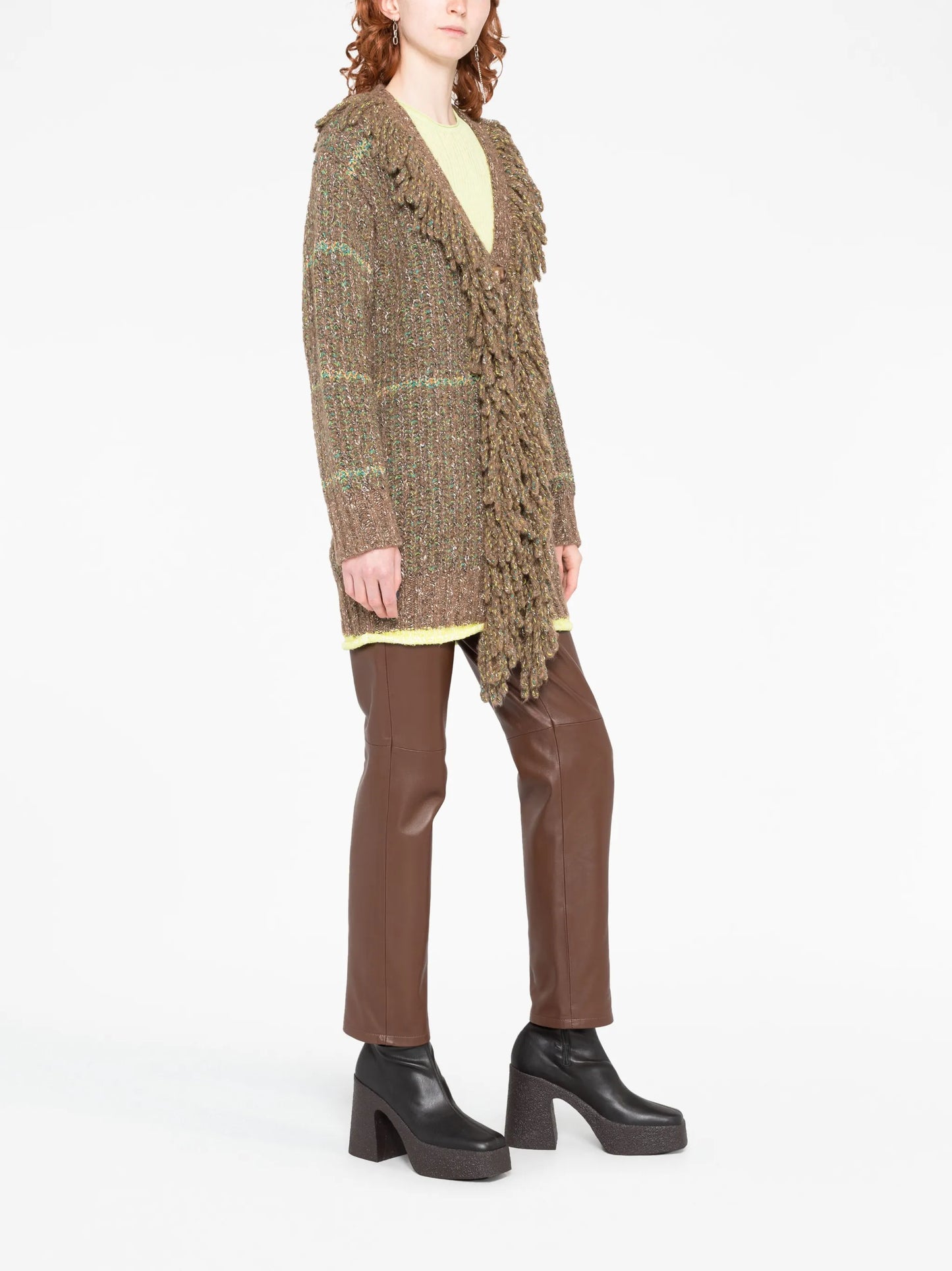 cable-knit tweed cardi-coat