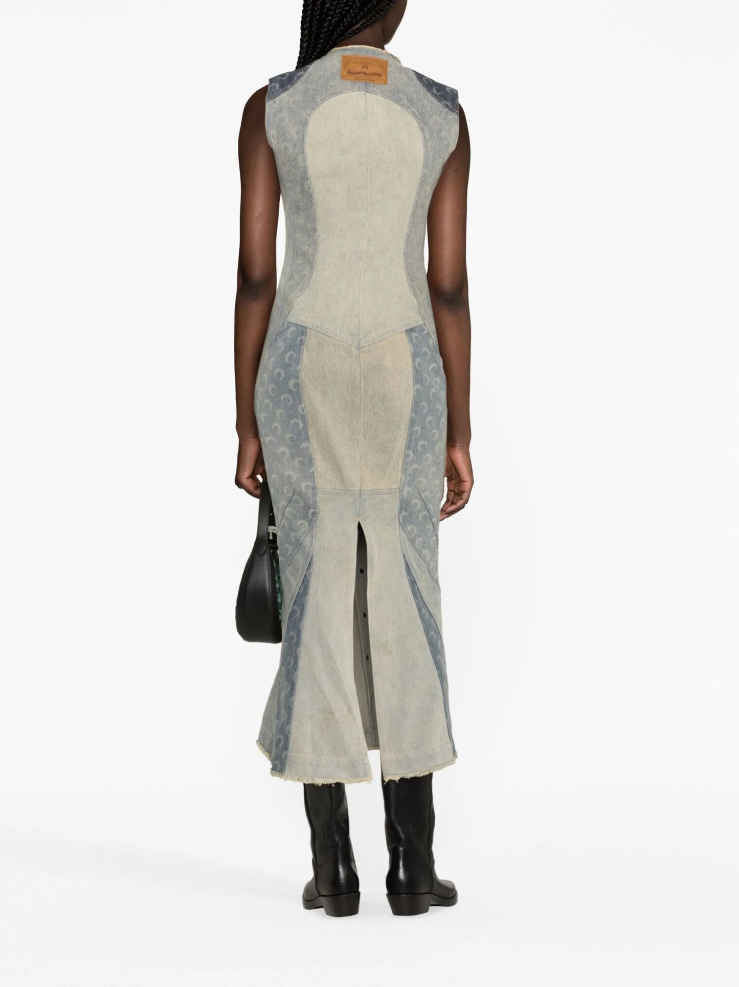 Regenerated denim midi dress