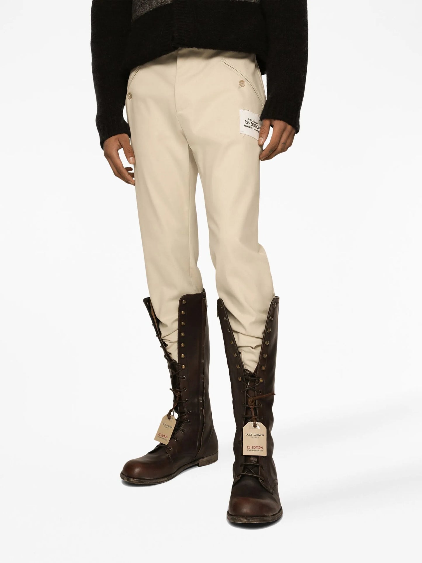 logo-patch high-waisted trousers