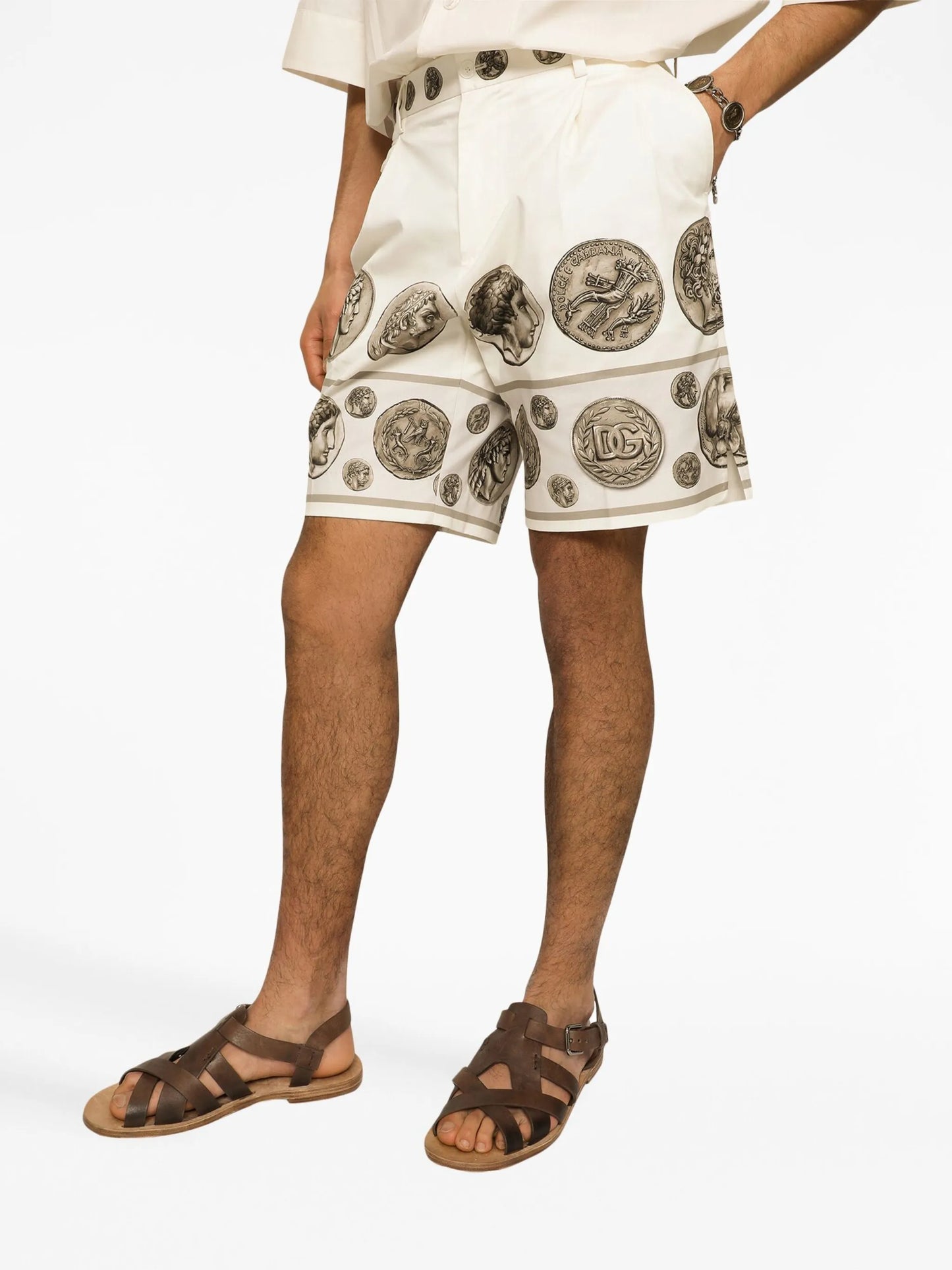 coin-print tailored shorts