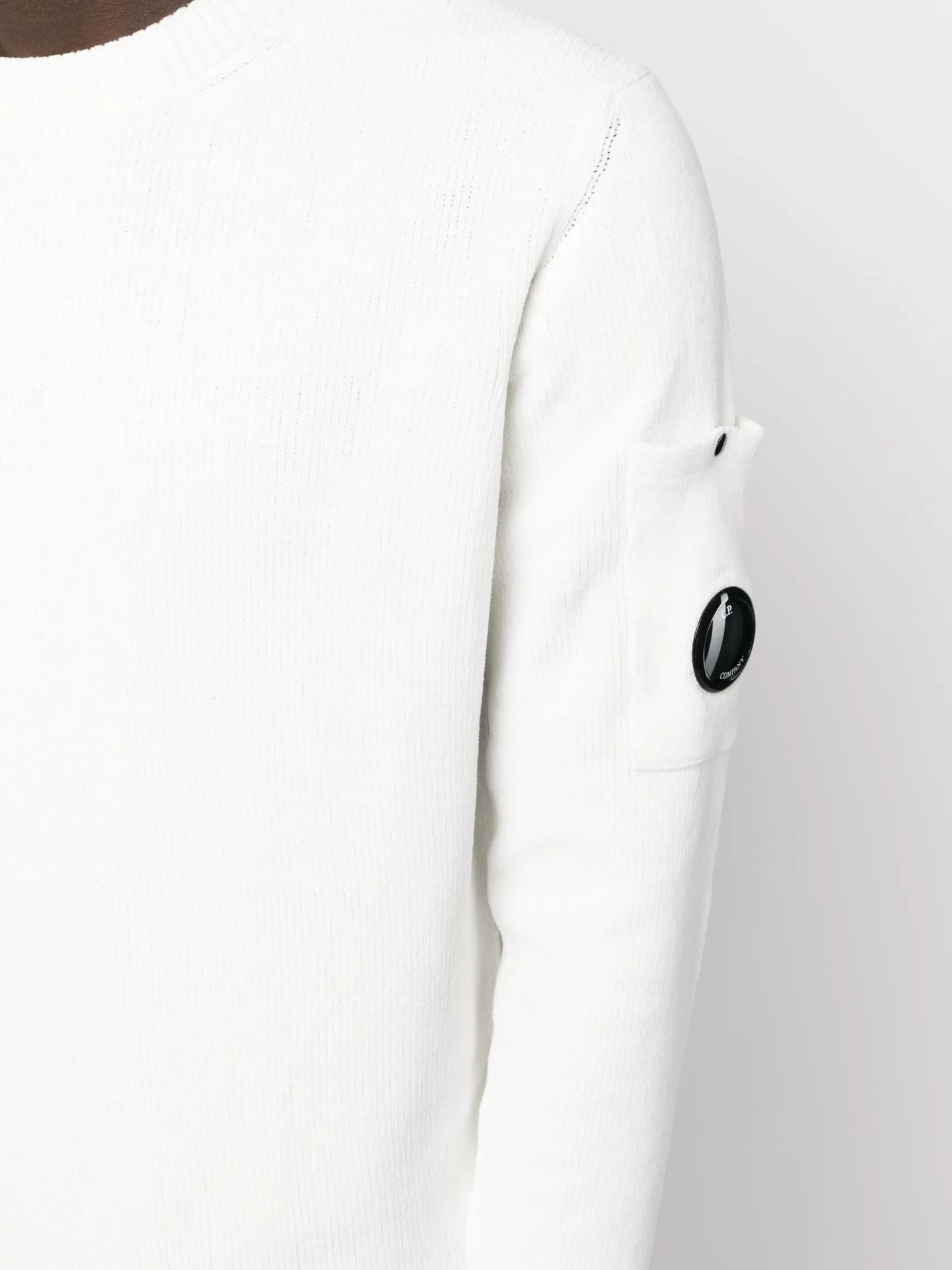 lens-detailed cotton jumper