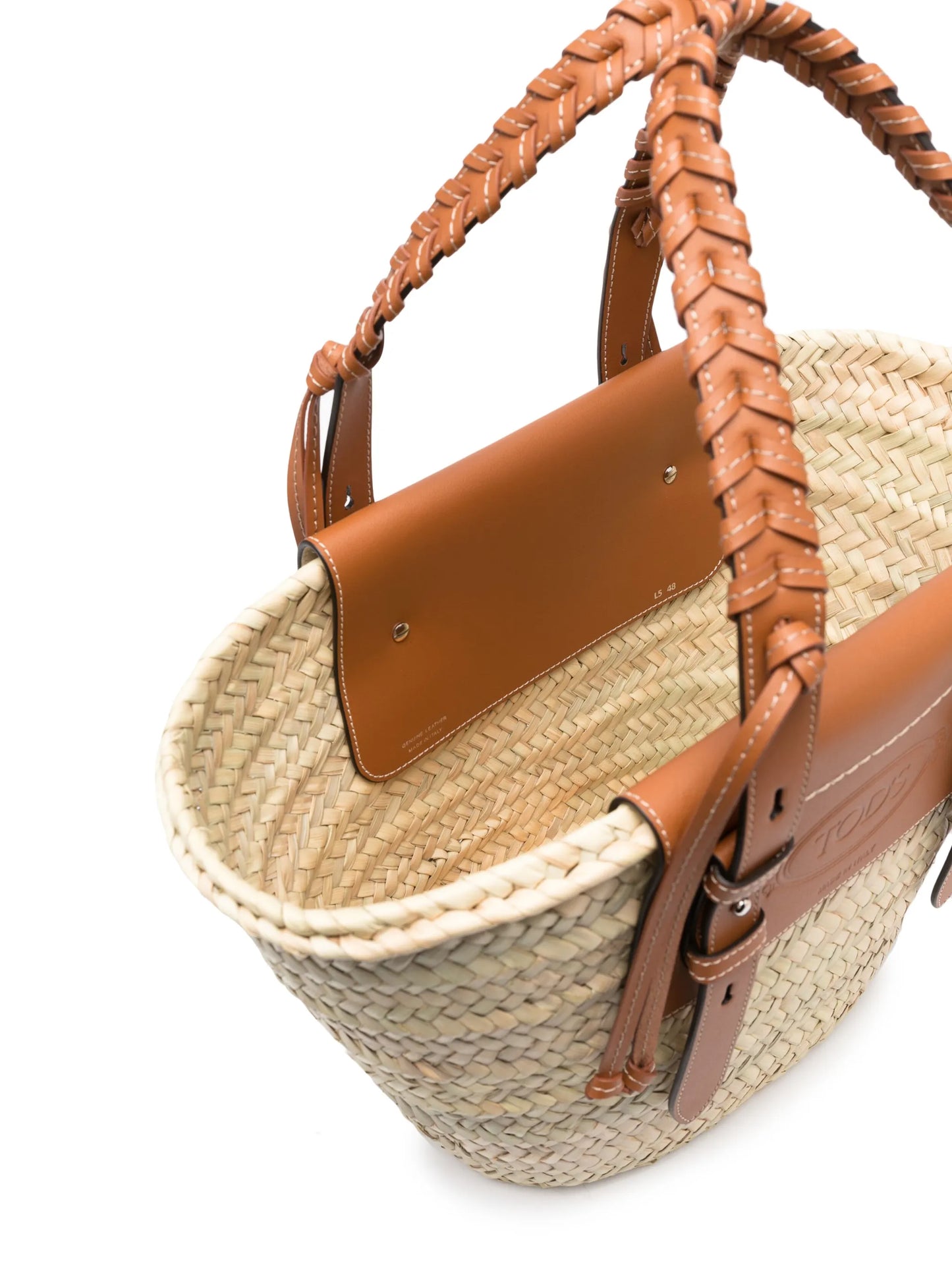 logo-debossed raffia tote bag