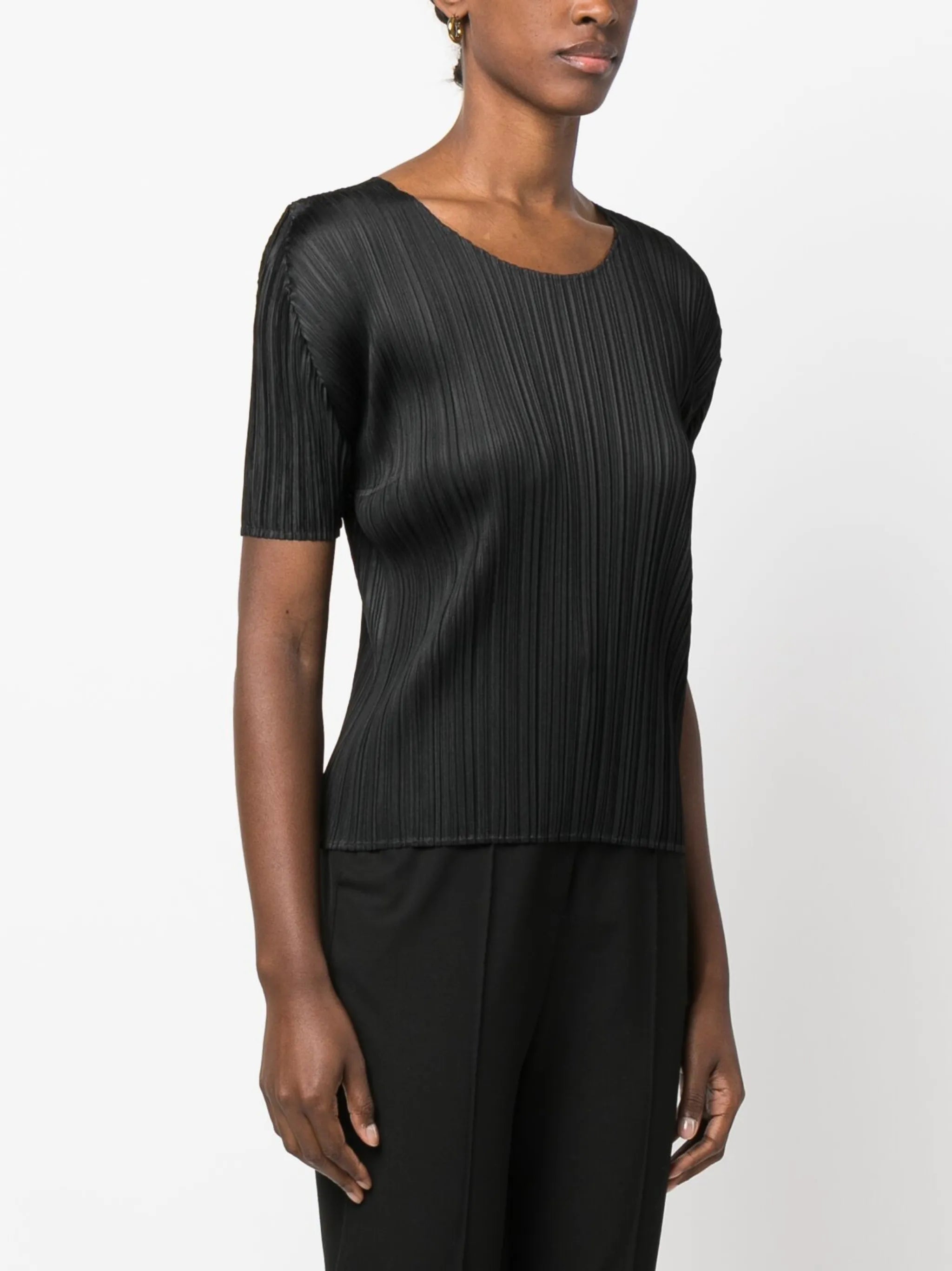 plissé short-sleeve T-shirt