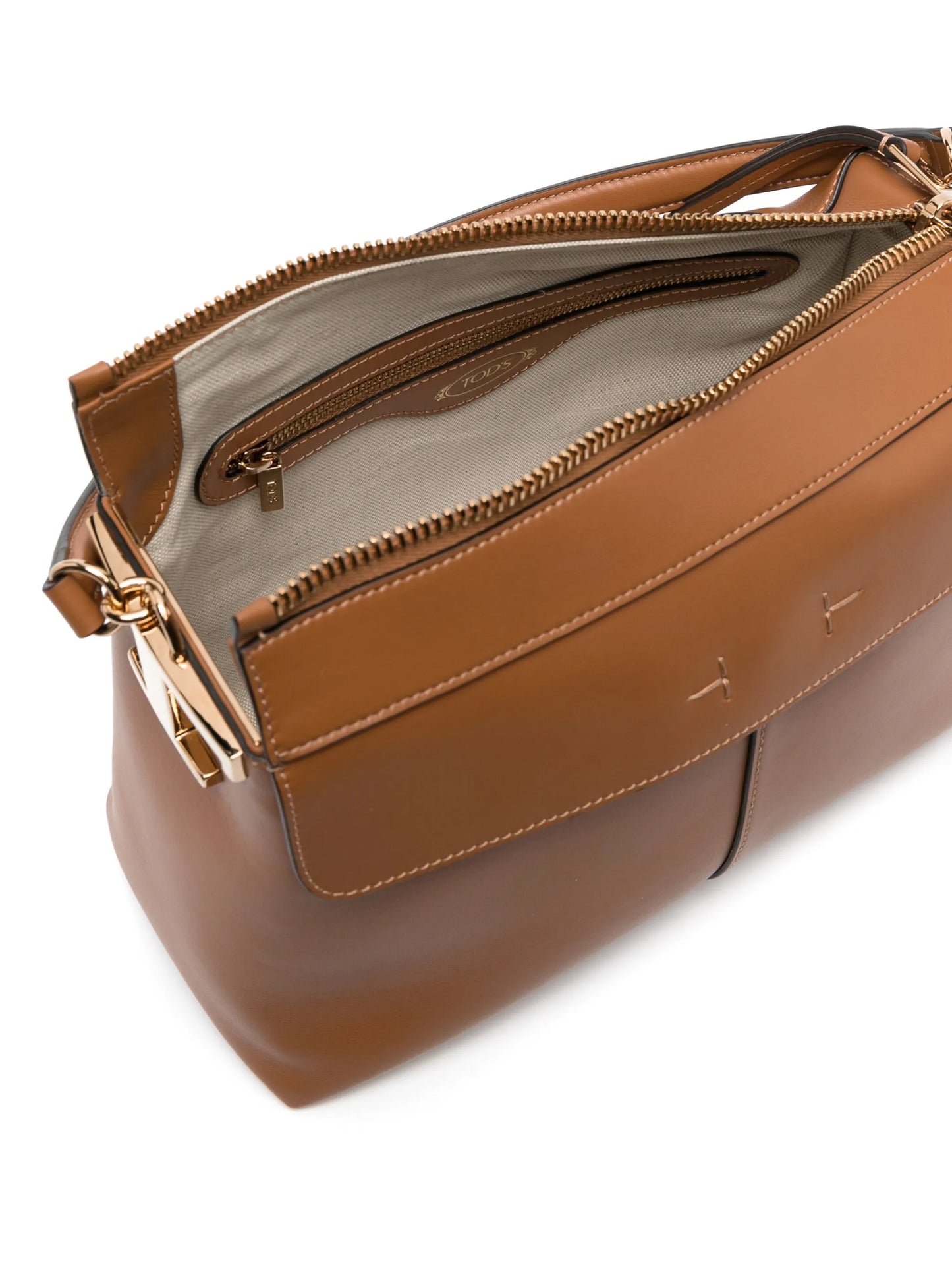 logo-charm leather tote bag