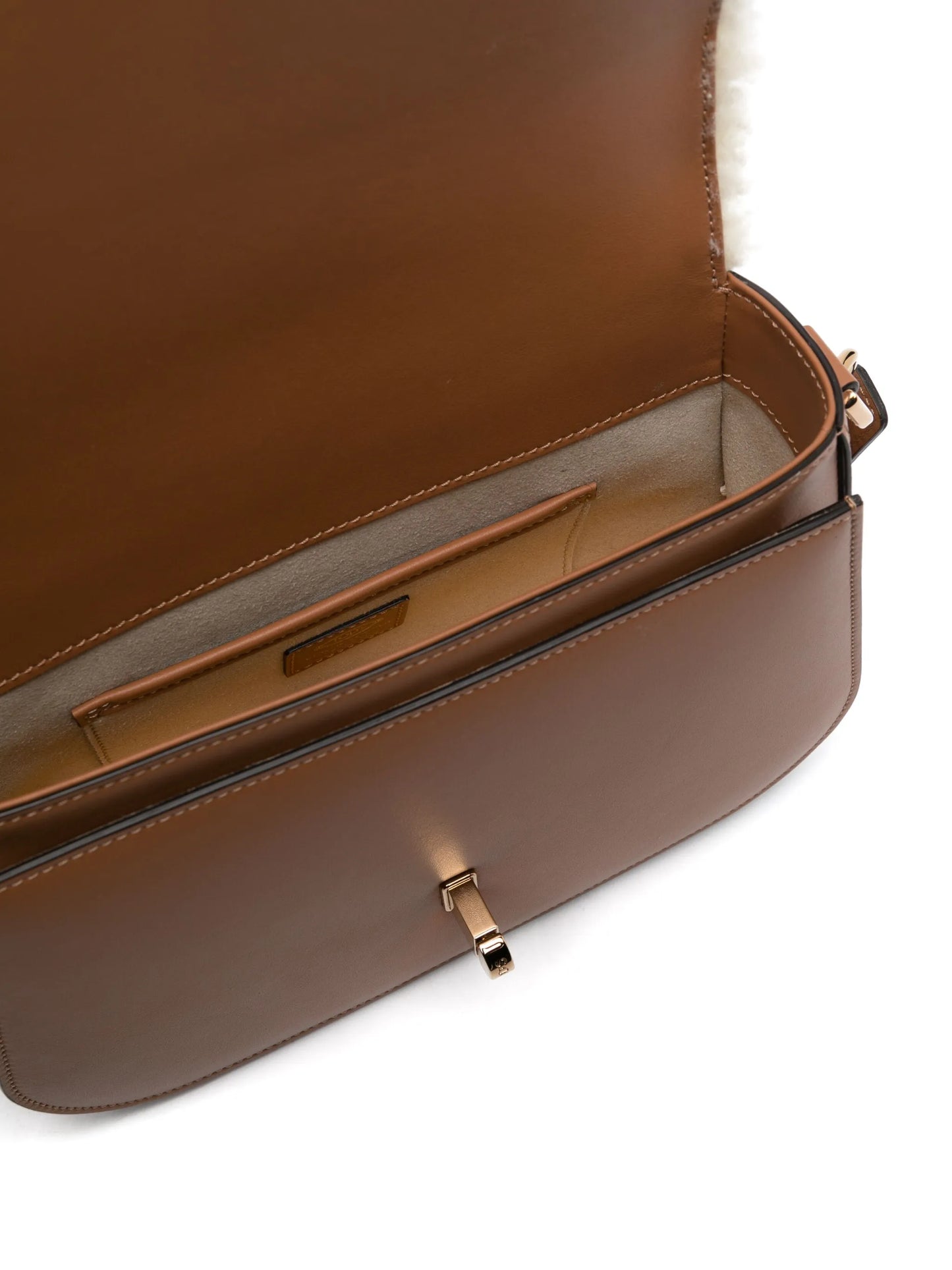 fleece-trim crossbody bag