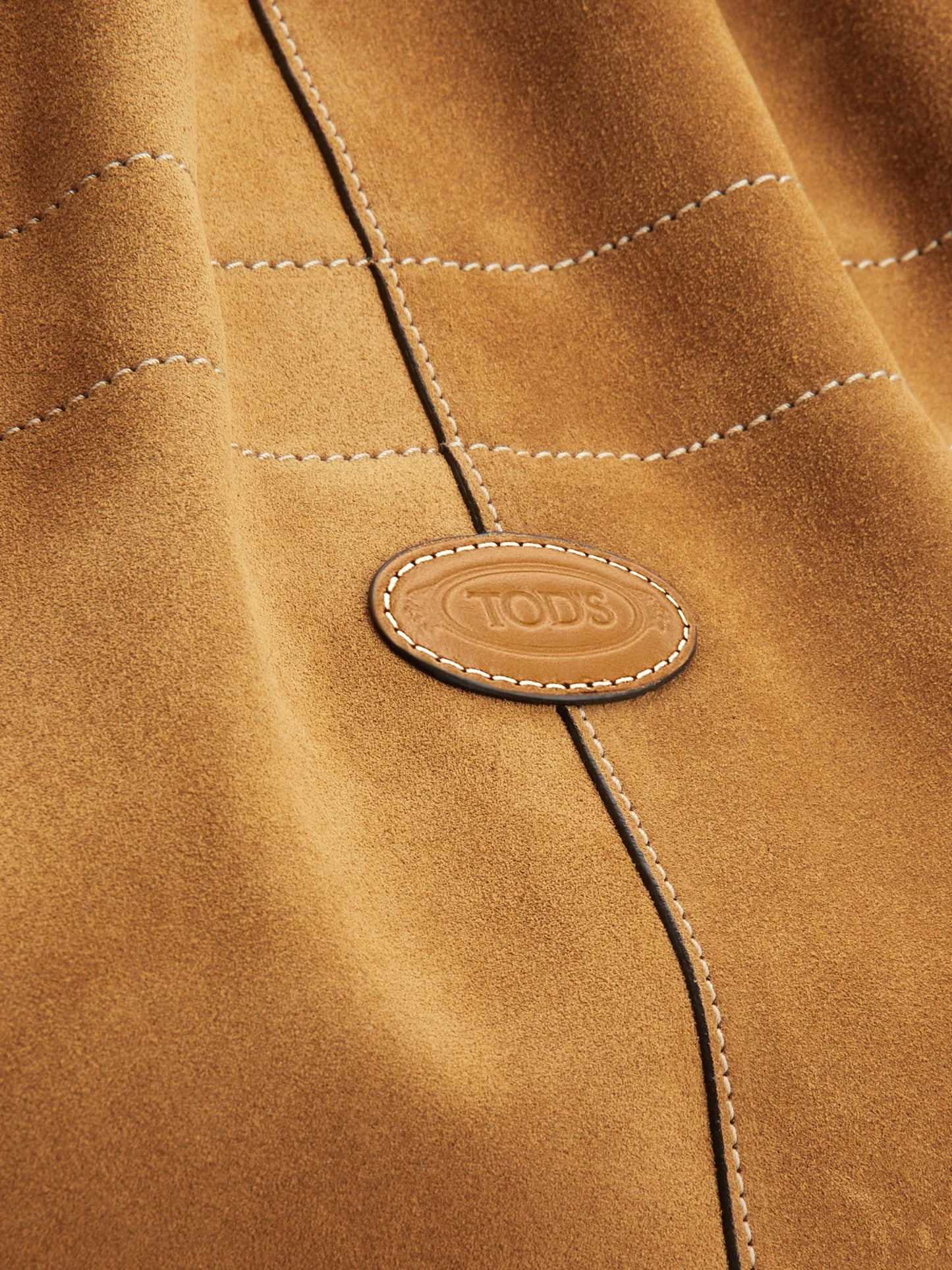 logo-patch suede bucket bag