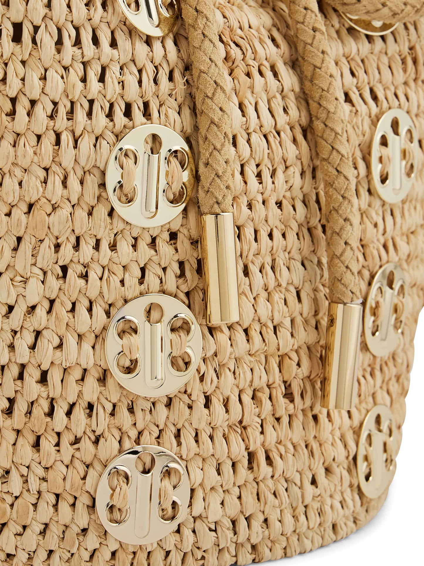 1969 embellished raffia bucket bag