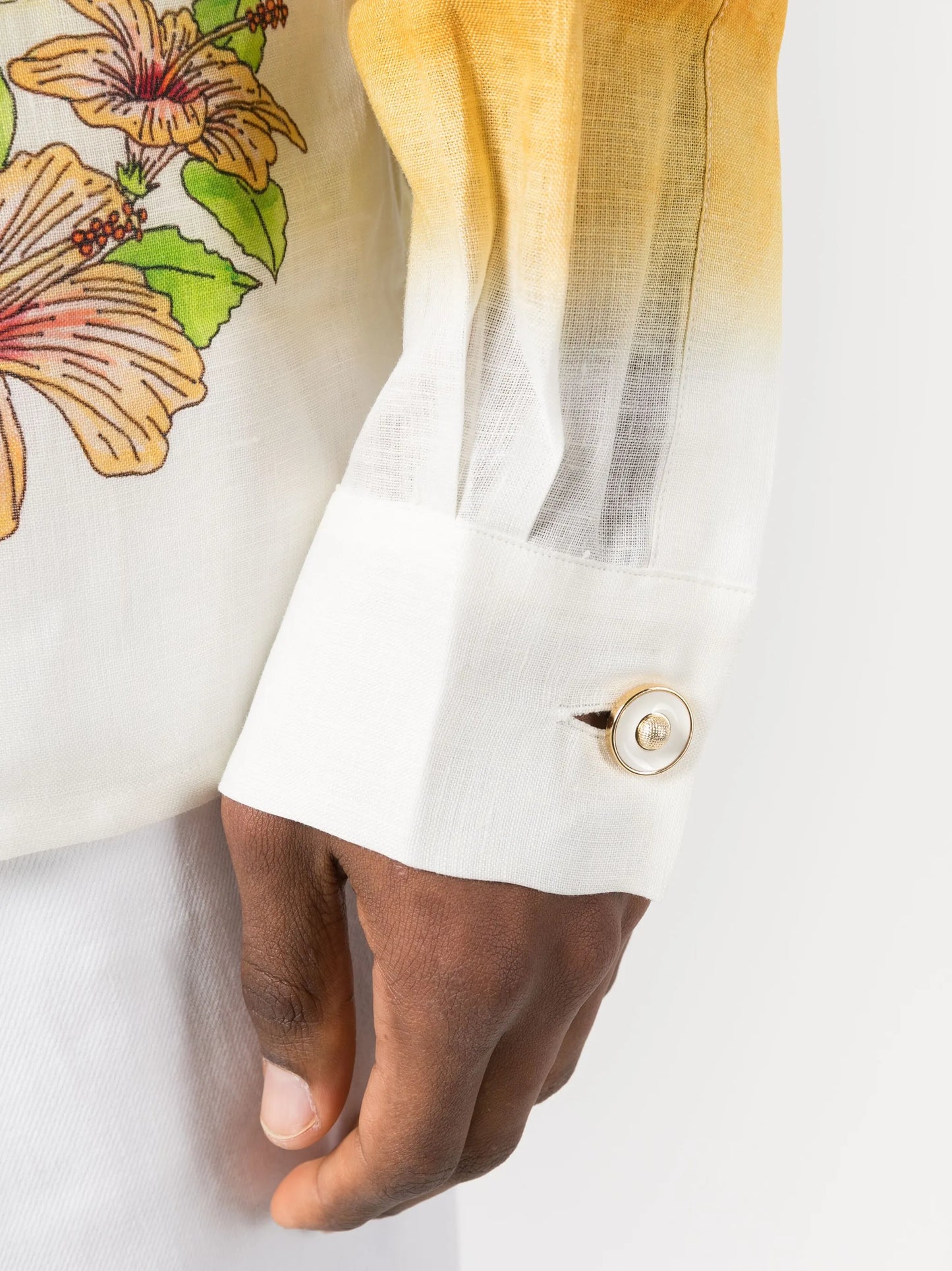 graphic-print linen shirt