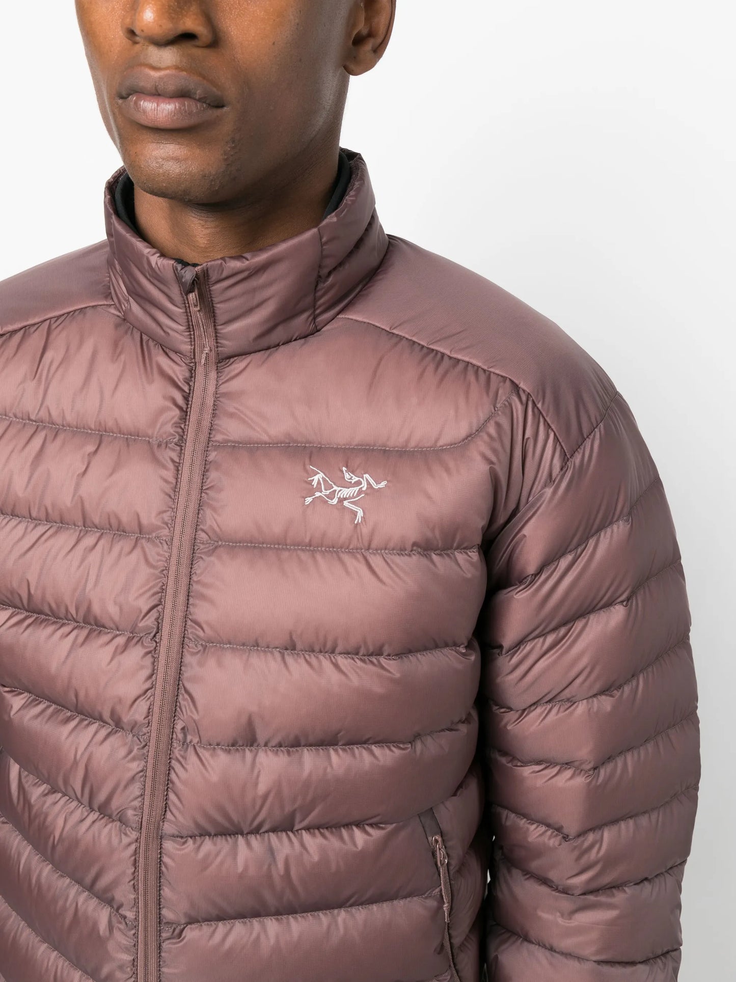 logo-embroidered puffer jacket