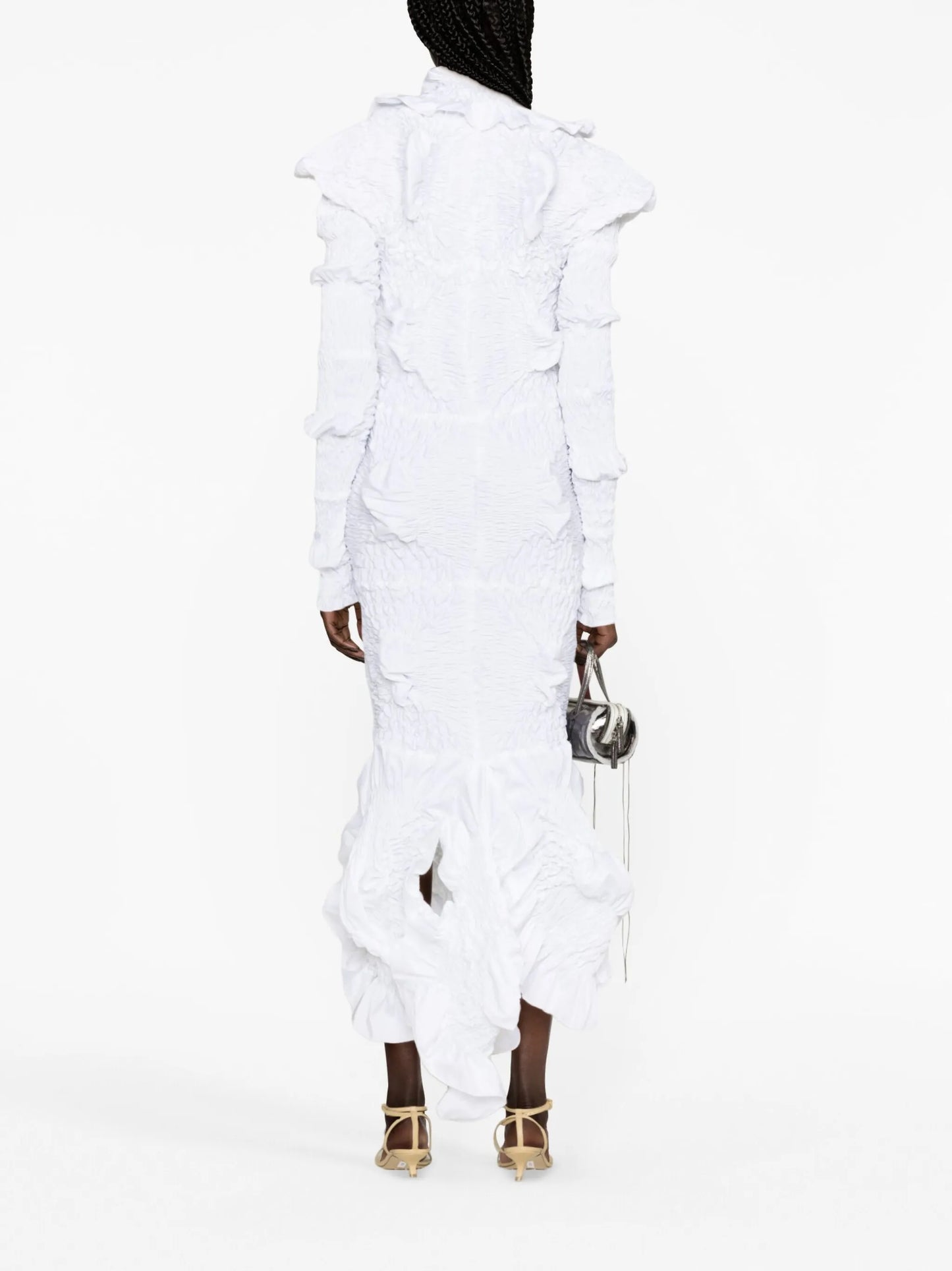 Twist smocked midi dress