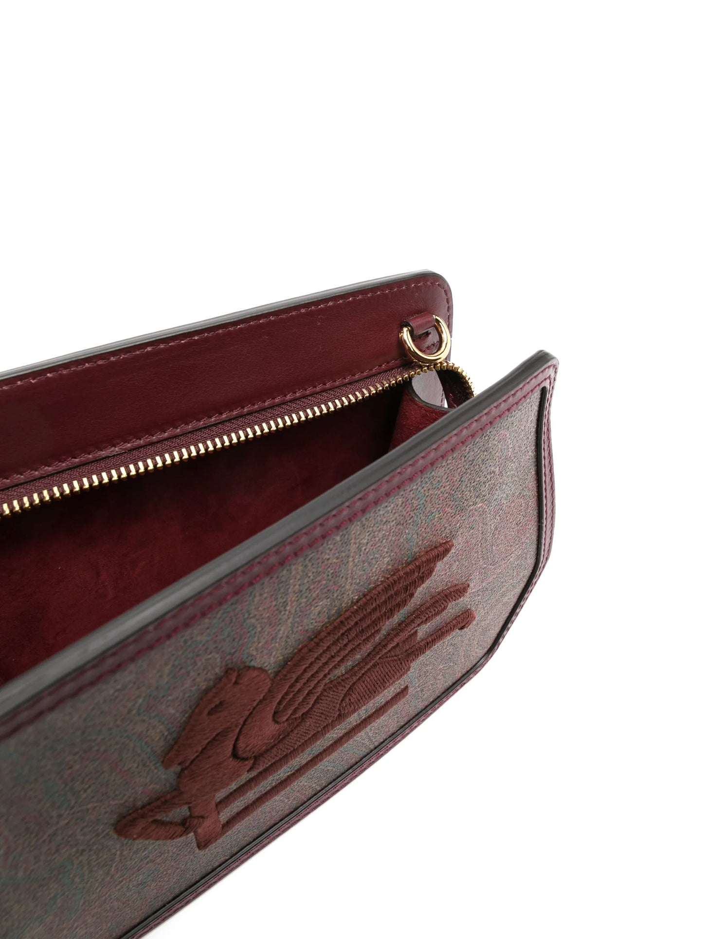 logo-embroidered paisley-print crossbody bag