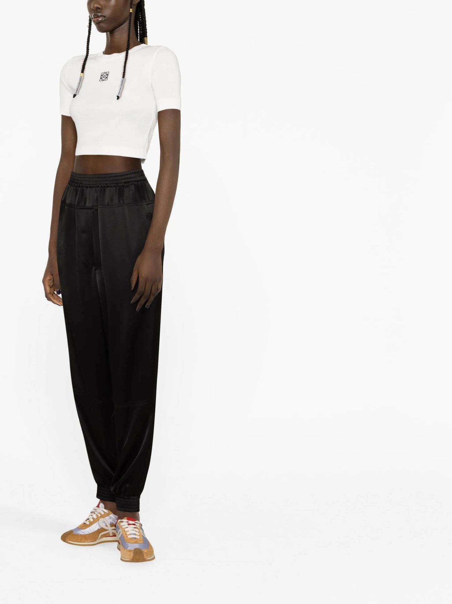 logo-embroidered cropped T-shirt