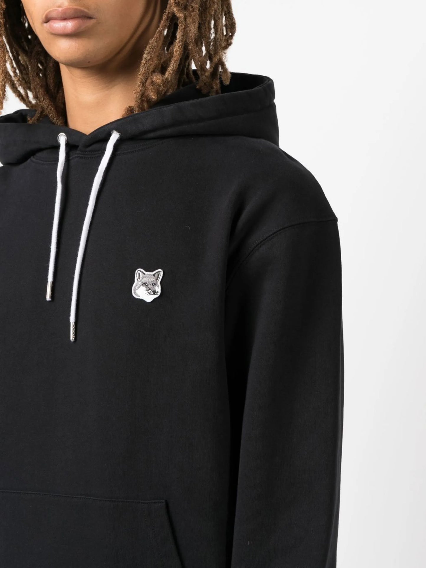 logo-embroidered long-sleeved cotton hoodie