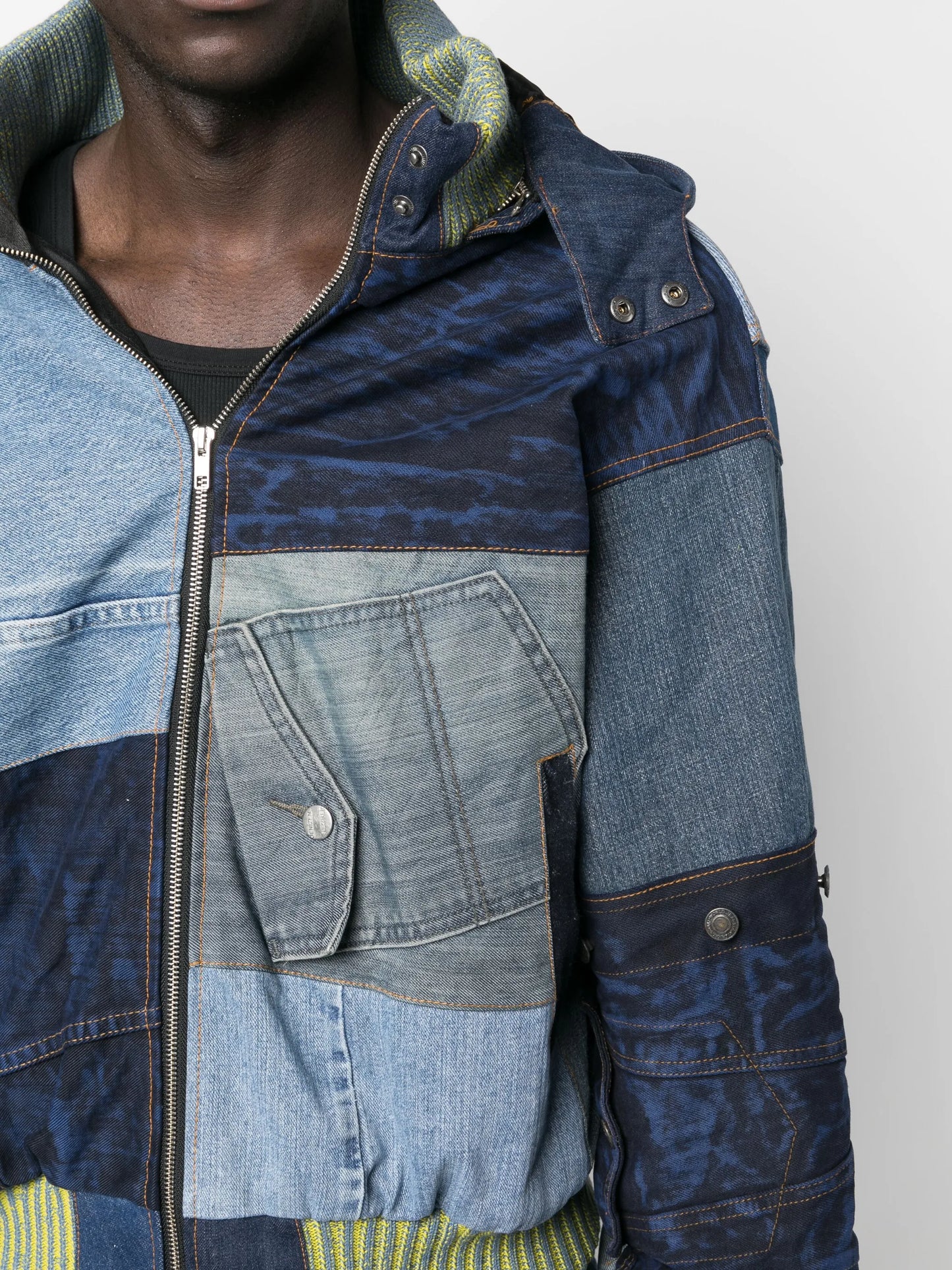 patchwork-design denim jacket