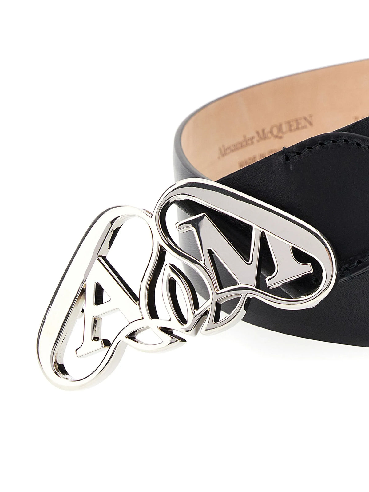 Seal-buckle leather belt
