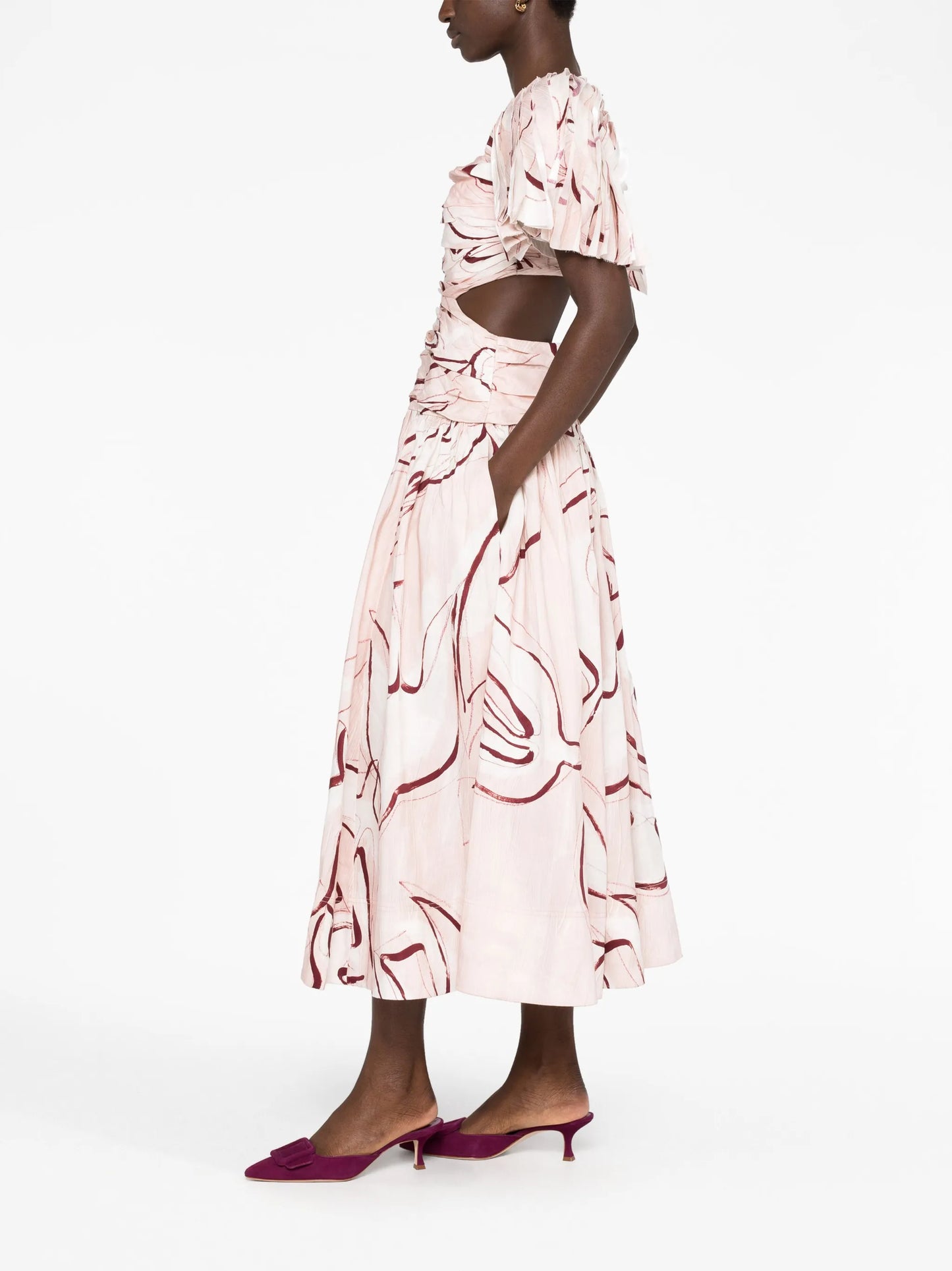 Marianne printed ruched cut-out dress