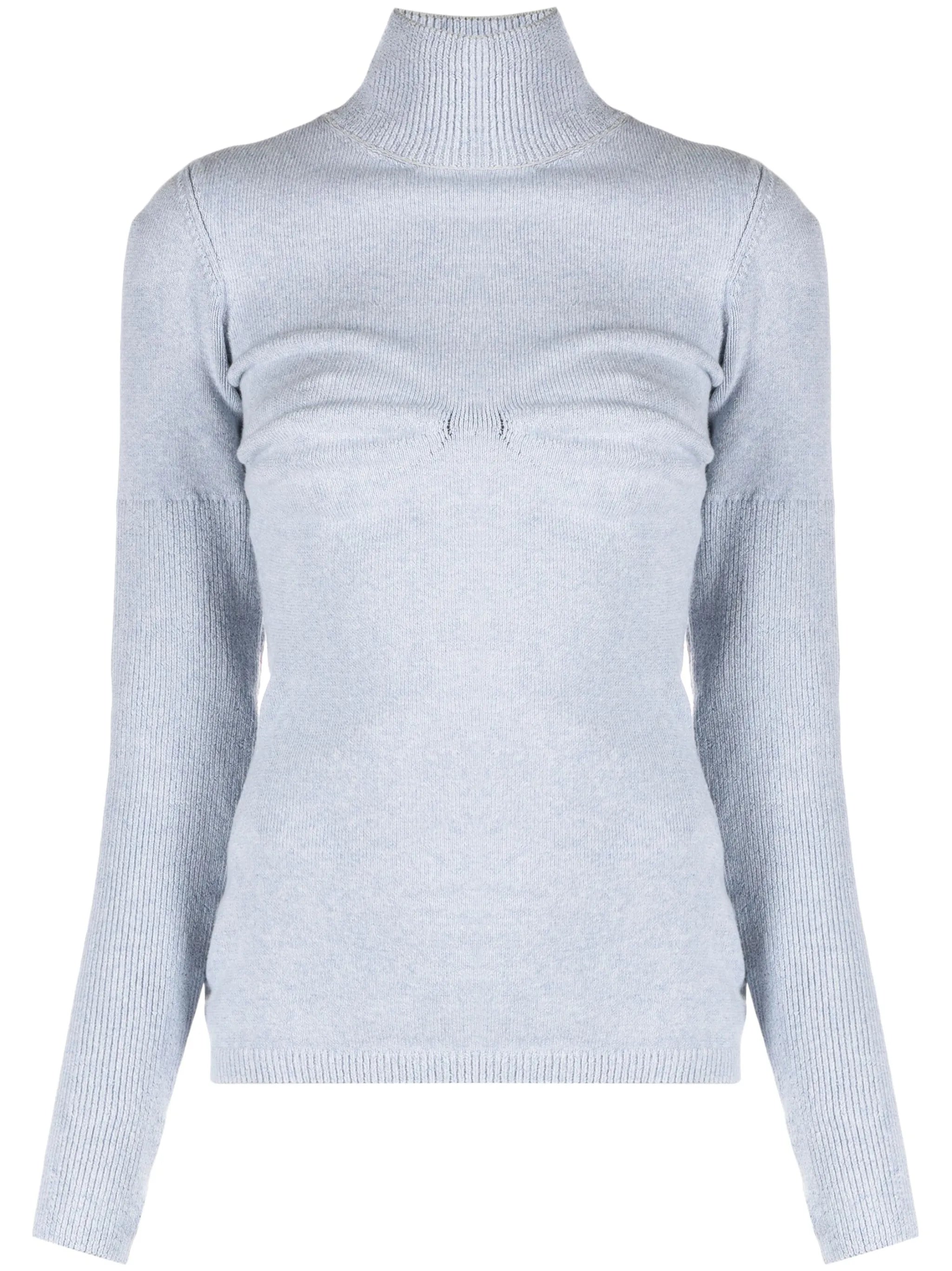 high-neck ribbed-knit jumper
