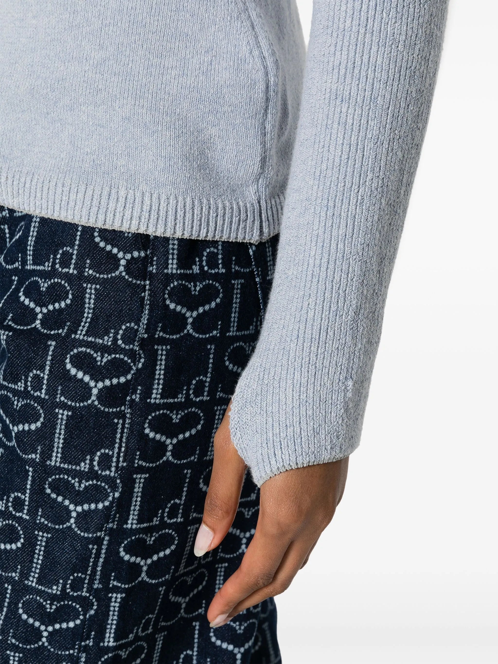 high-neck ribbed-knit jumper