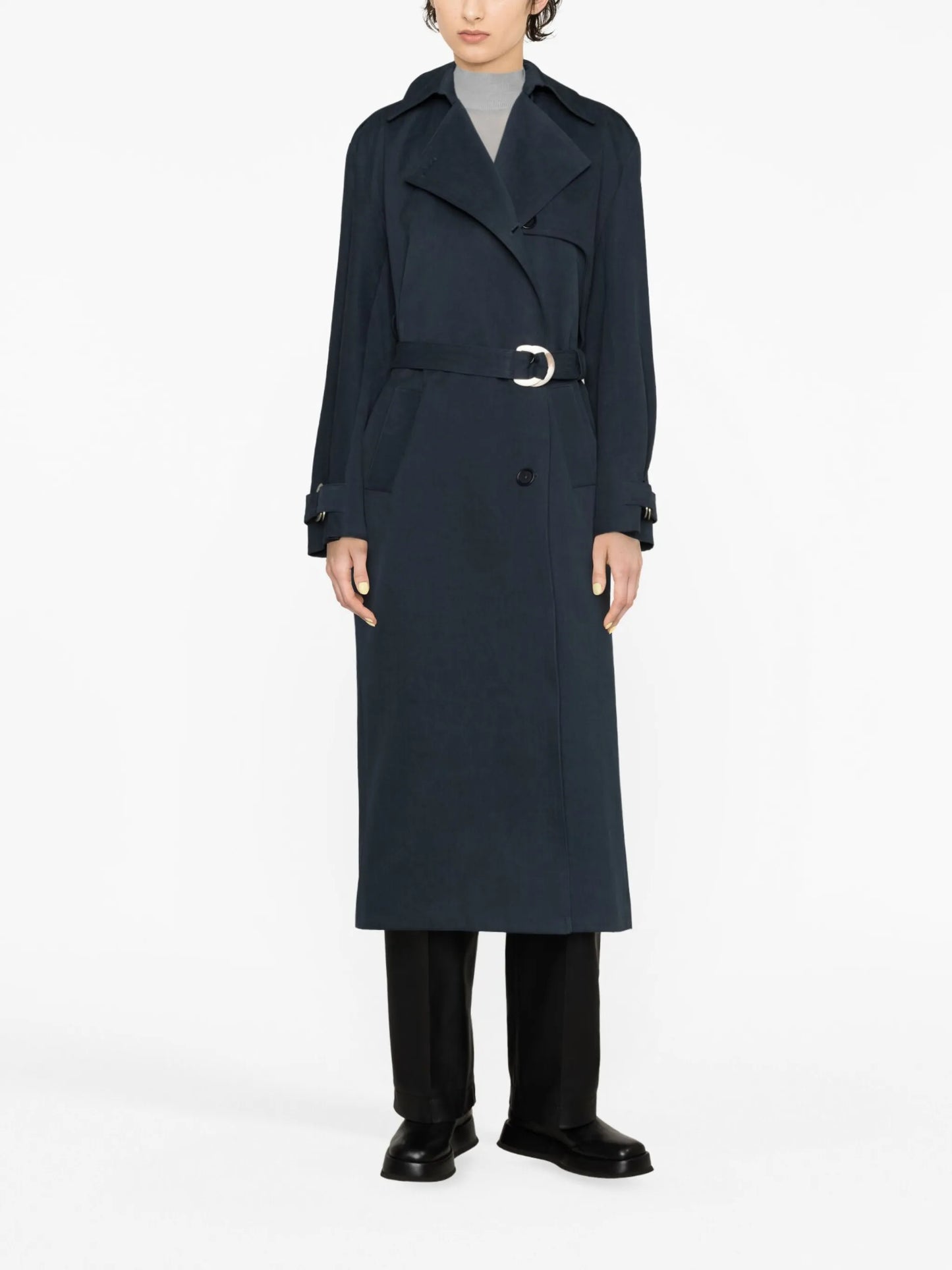 belted cotton trench coat