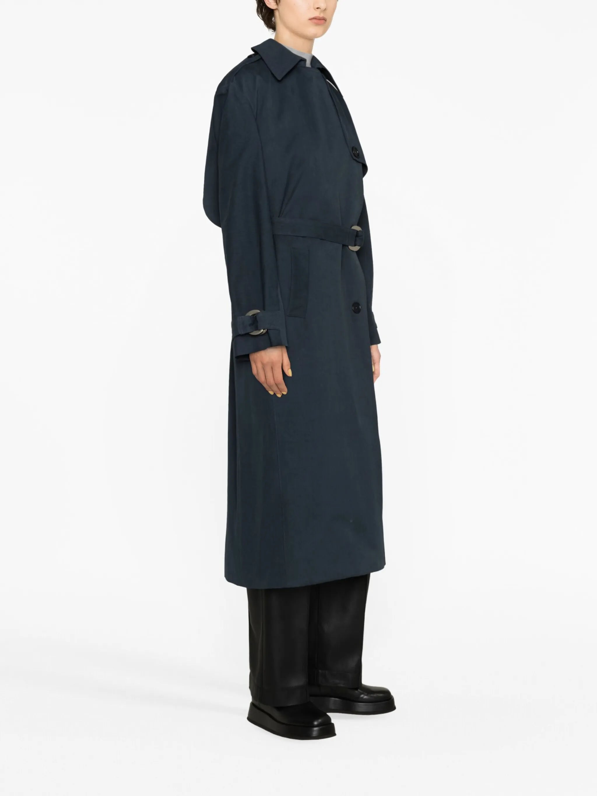 belted cotton trench coat