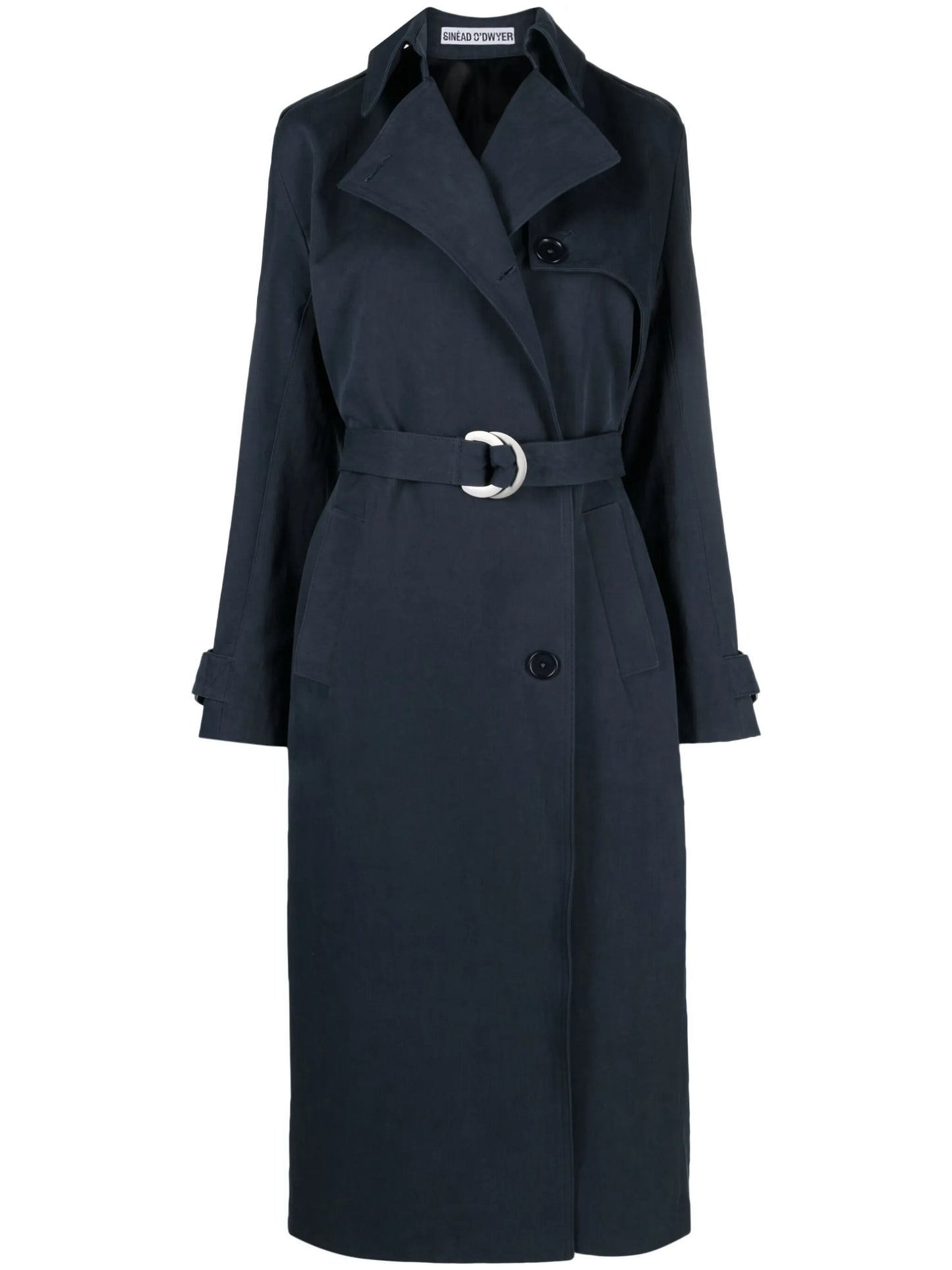 belted cotton trench coat