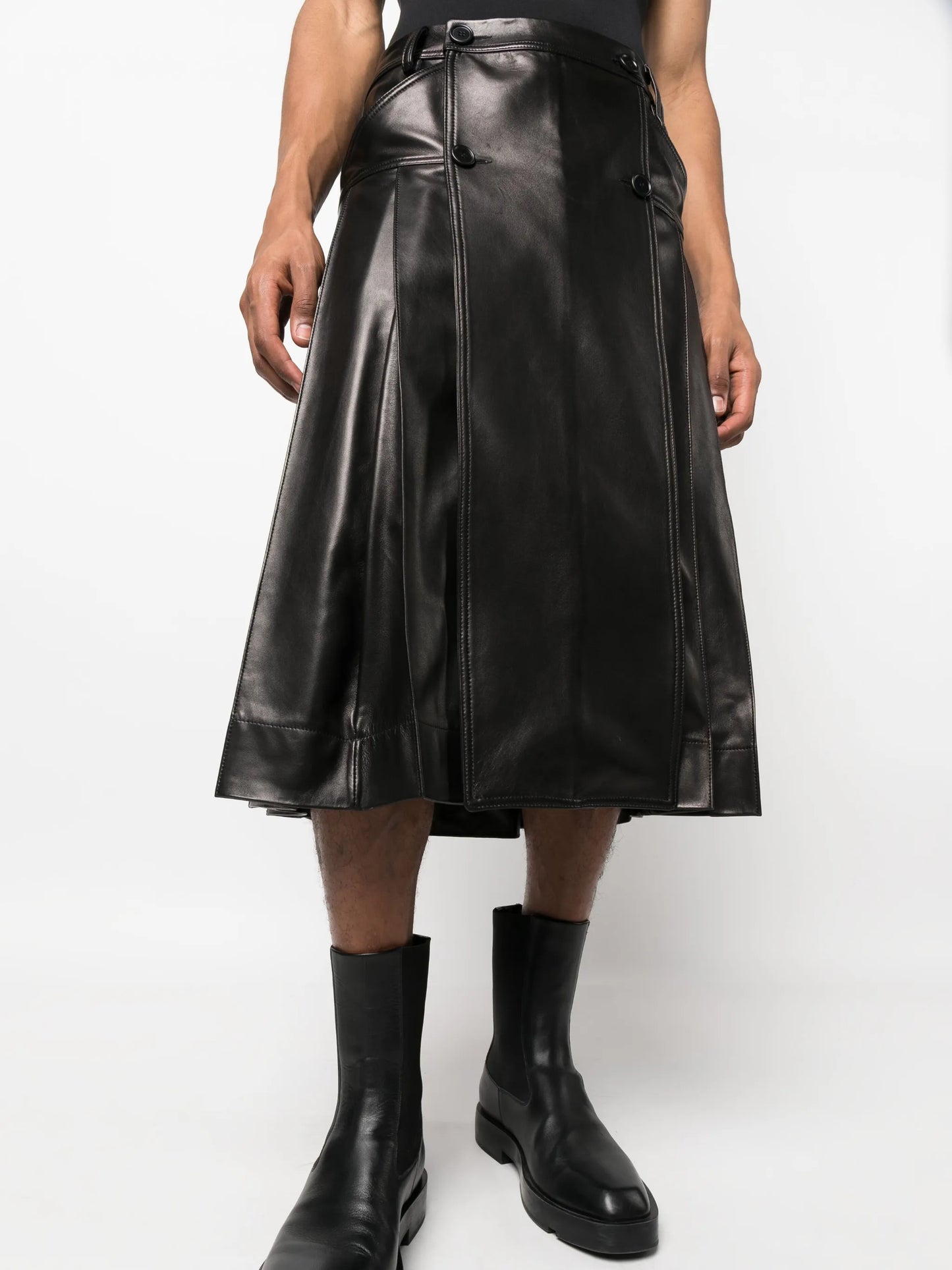 pleated leather kilt