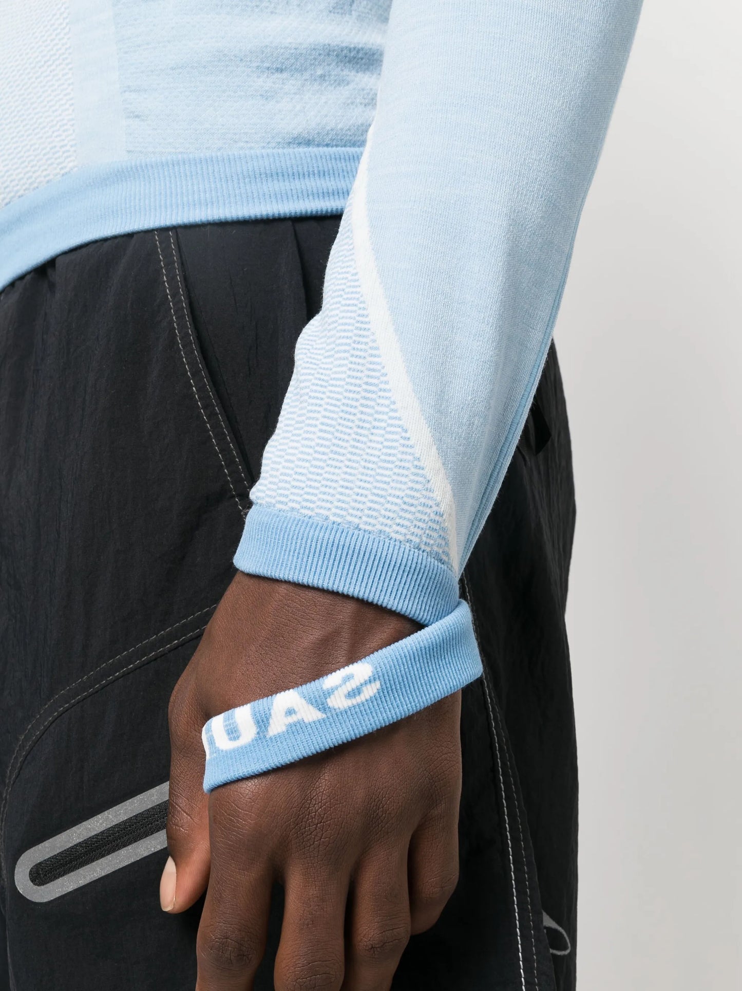 intarsia-knit wool-blend compression top