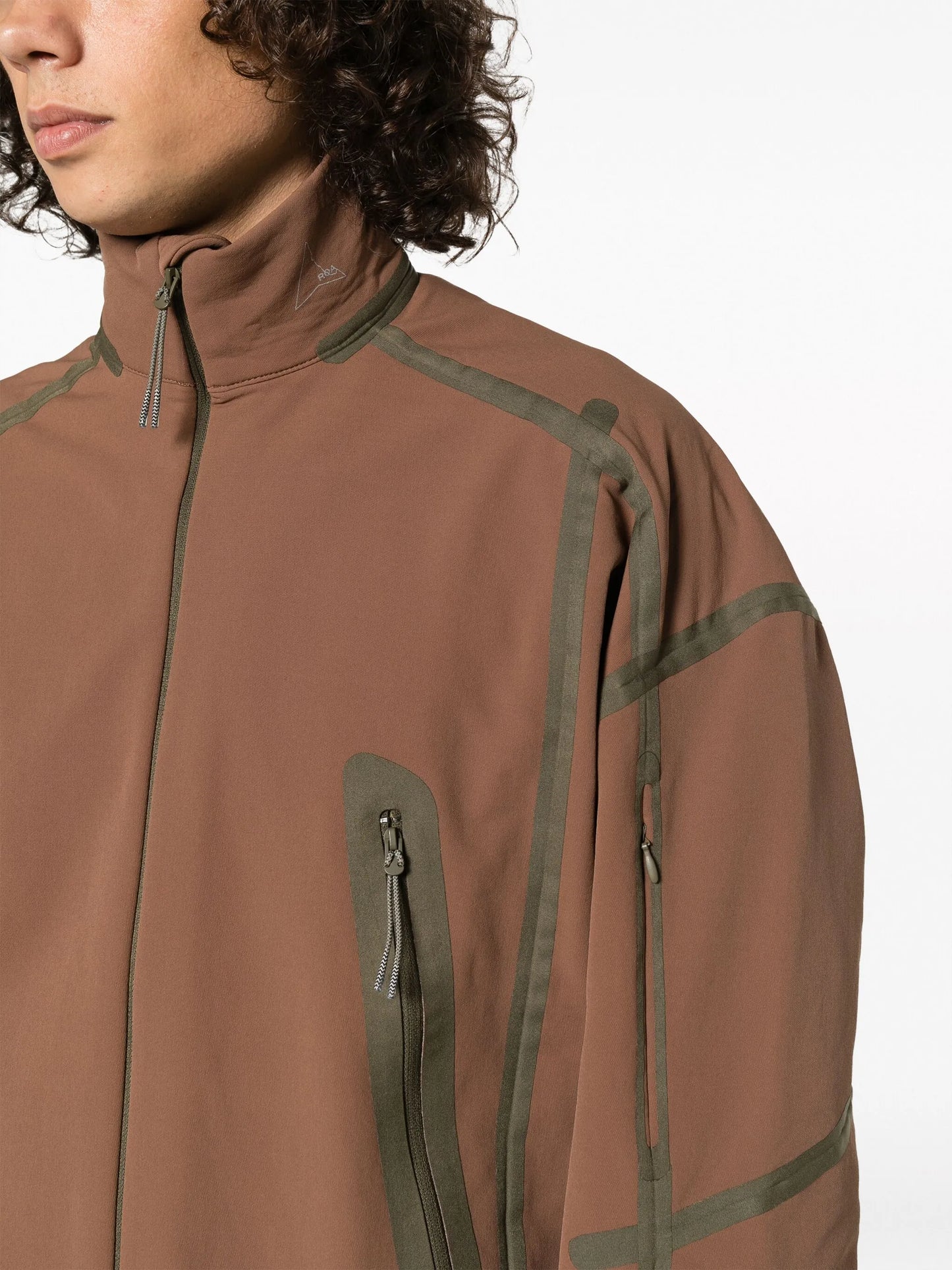 contrast-trim softshell hiking jacket