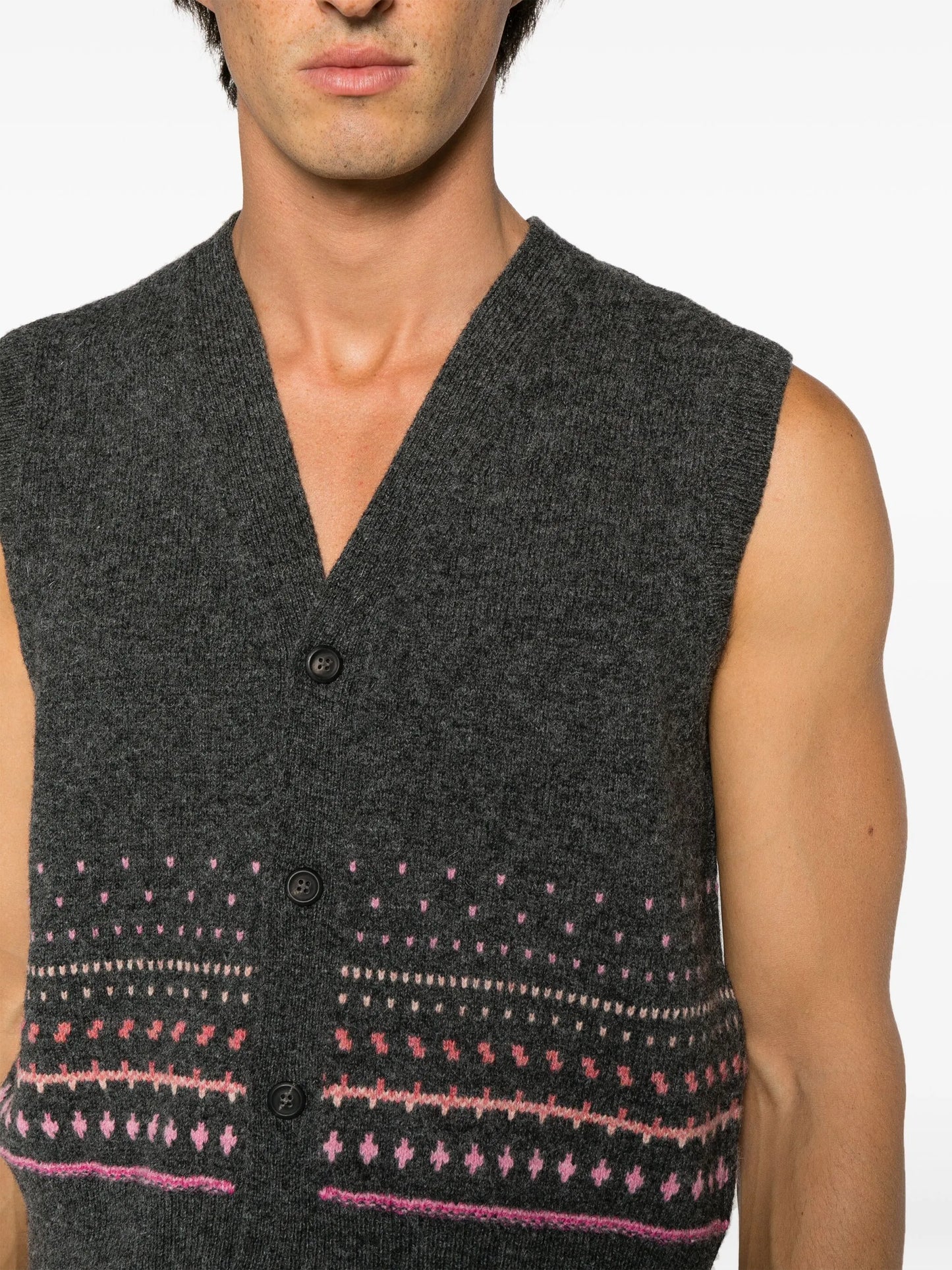 Rugart patterned-intarsia wool vest