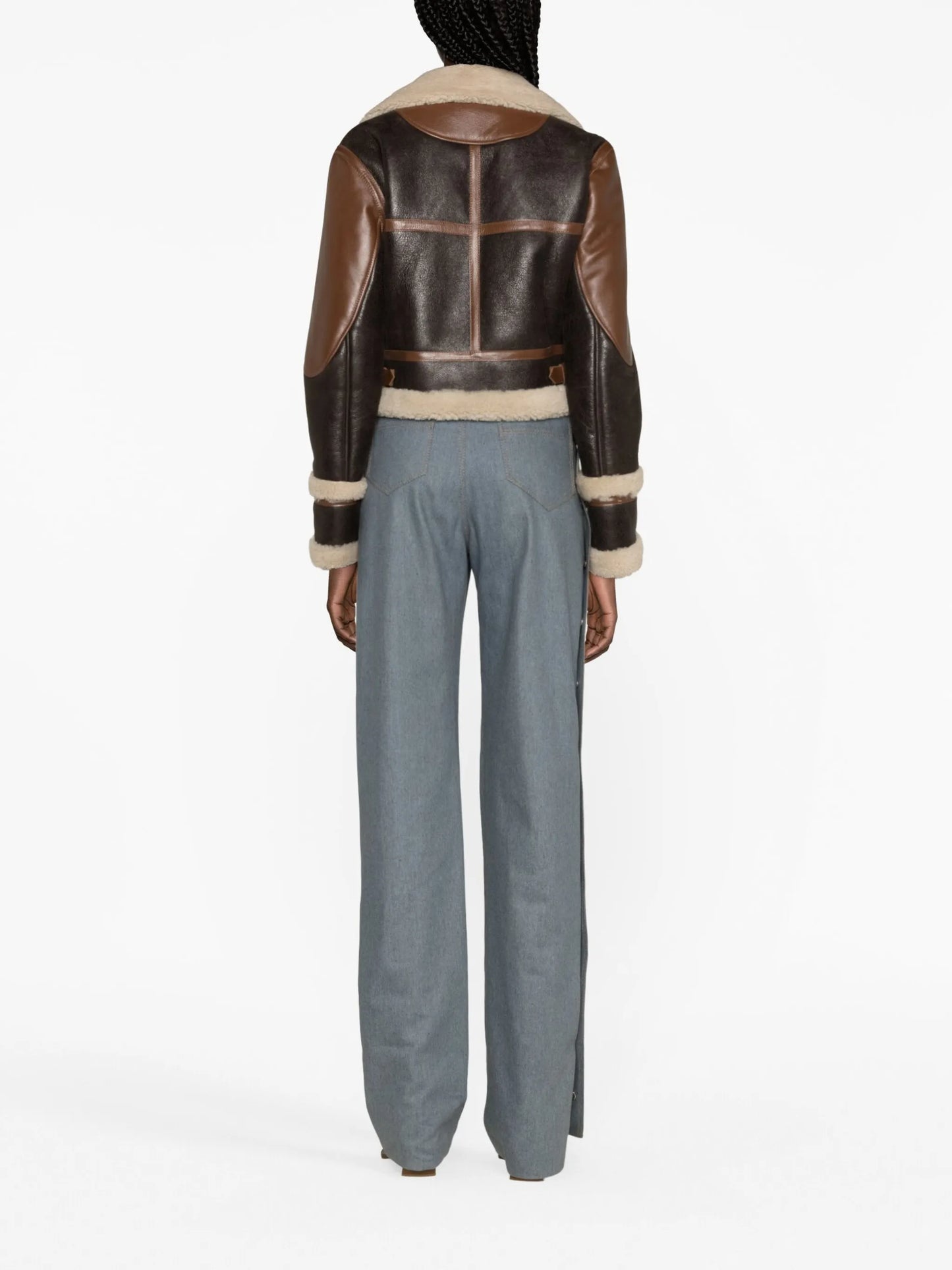 Giacca shearling-trim leather jacket
