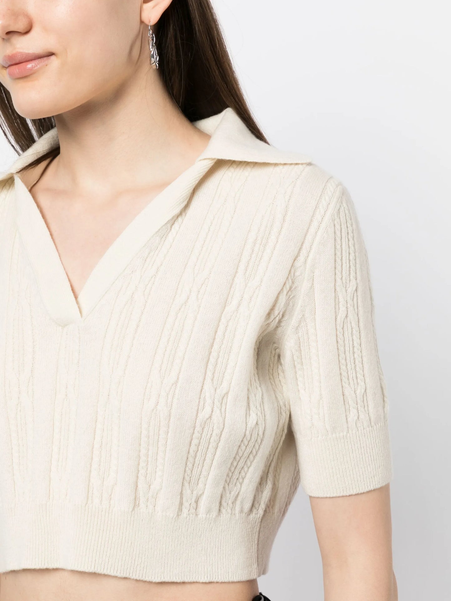 Lylith cable-knit polo shirt