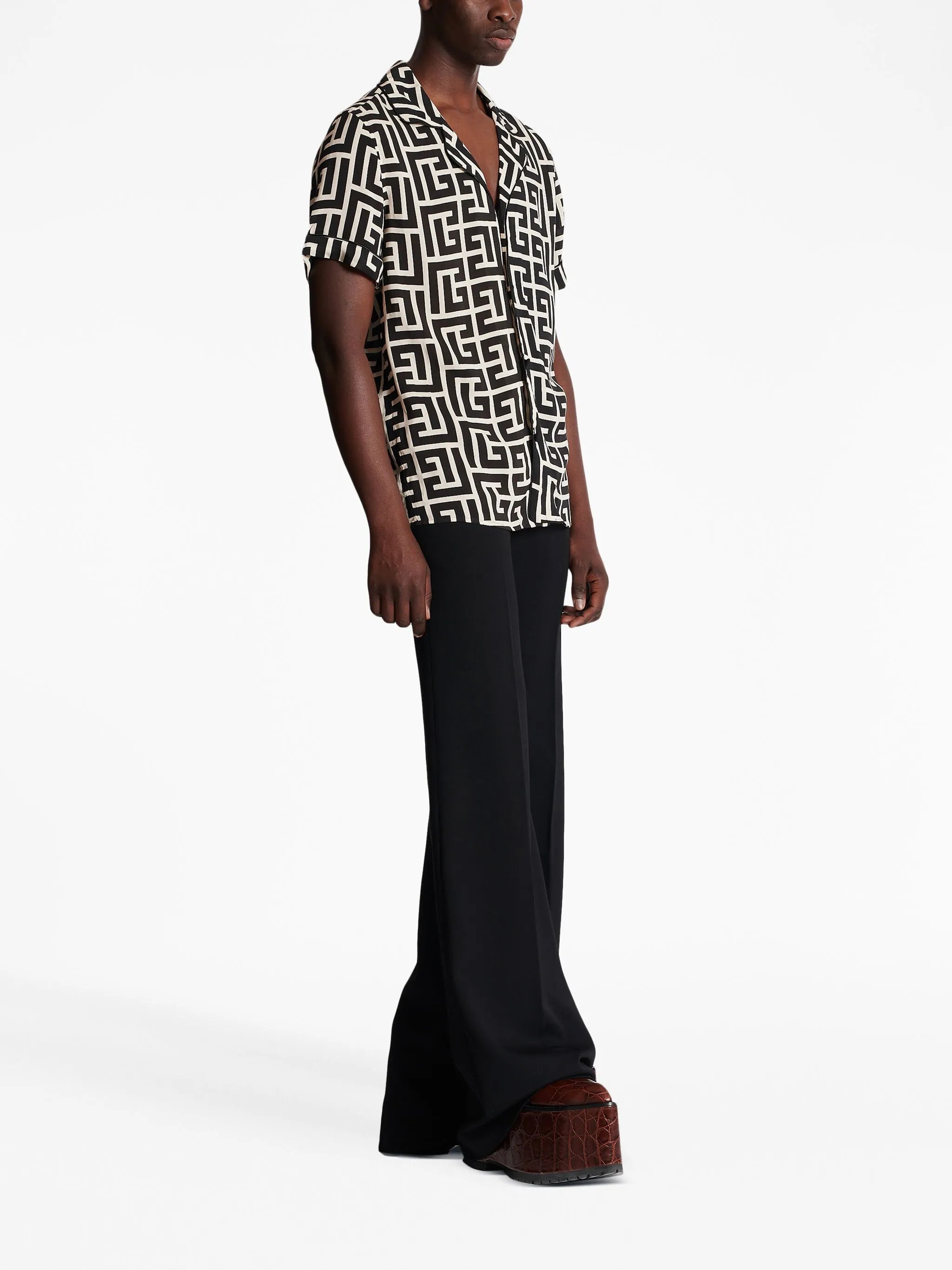 monogram-print pyjama top