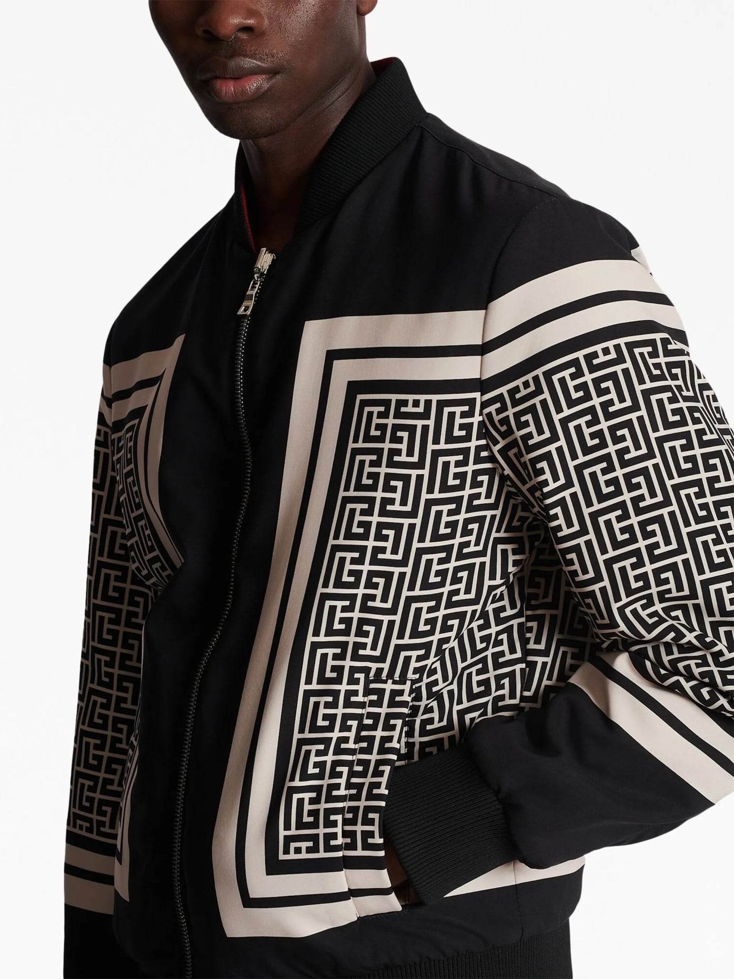 monogram-print reversible bomber jacket