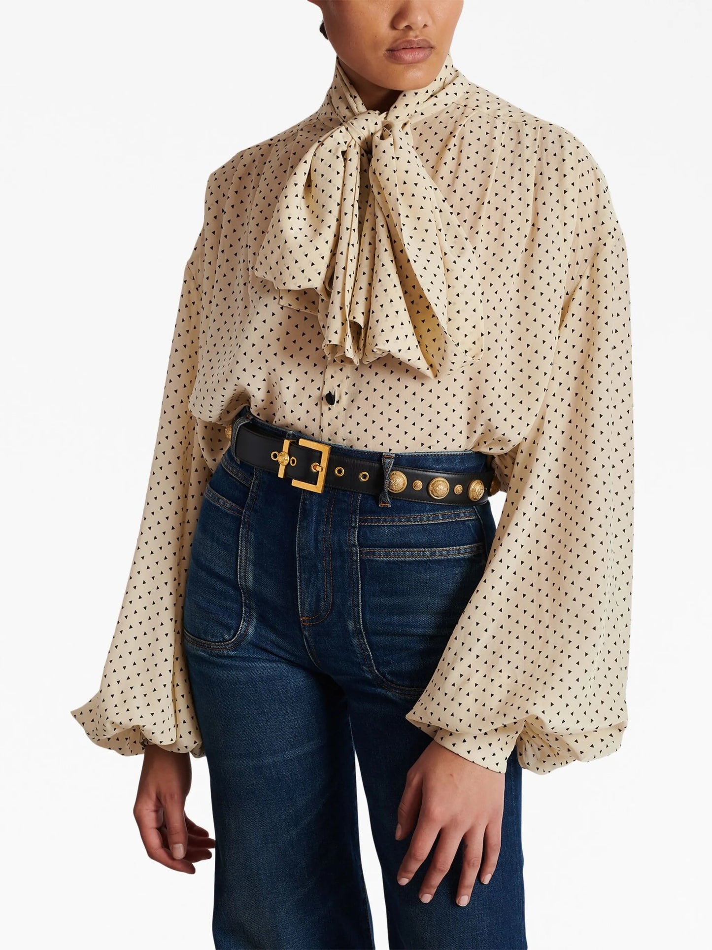 coin-embellished leather belt