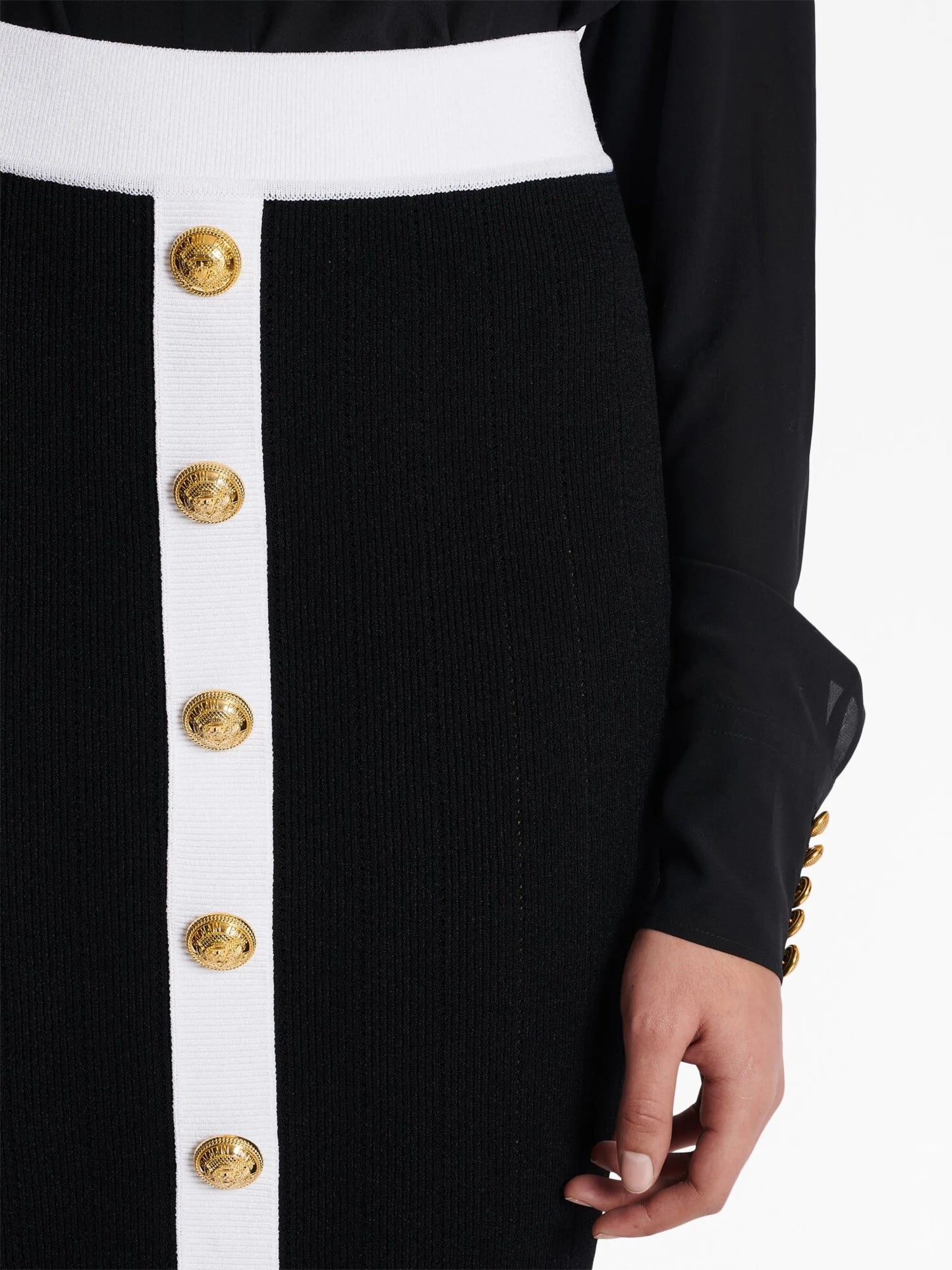 buttoned knit midi skirt